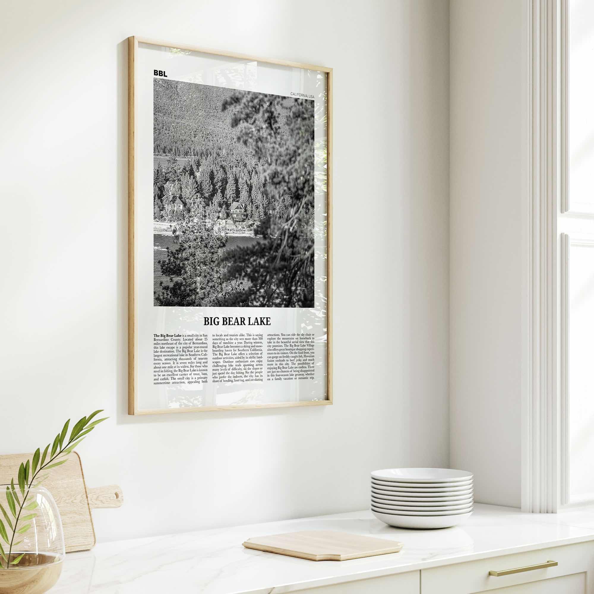 Big Bear Lake Print Black and White No 2, Big Bear Lake Wall Art, Big Bear Lake Poster, Big Bear Lake Photo, Big Bear Map, California
