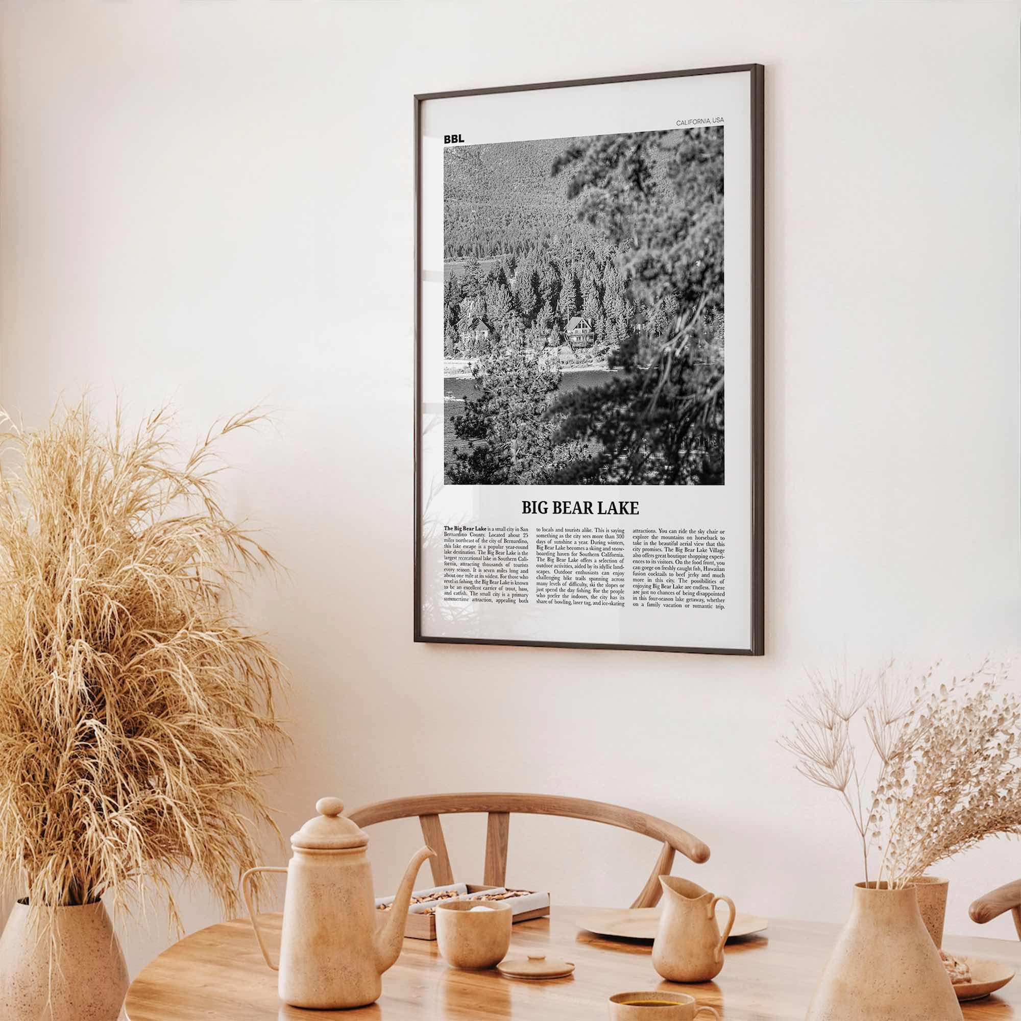 Big Bear Lake Print Black and White No 2, Big Bear Lake Wall Art, Big Bear Lake Poster, Big Bear Lake Photo, Big Bear Map, California