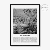 Big Bear Lake Print Black and White No 2, Big Bear Lake Wall Art, Big Bear Lake Poster, Big Bear Lake Photo, Big Bear Map, California