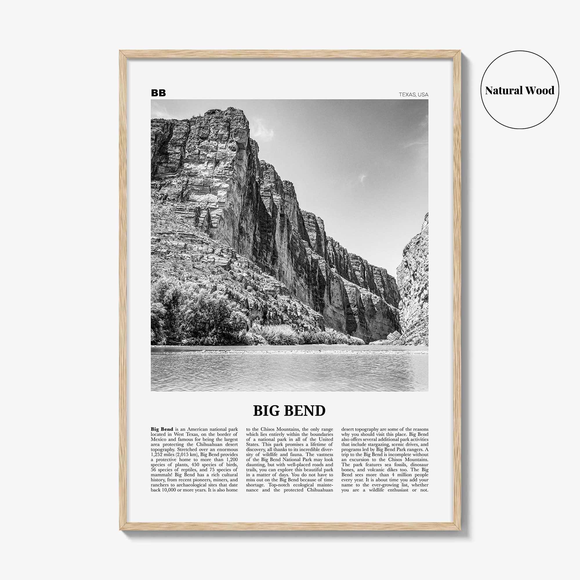 Big Bend National Park Print Black and White, Big Bend Wall Art, Big Bend Poster, Big Bend Photo, Chihuahuan Desert, Texas, USA
