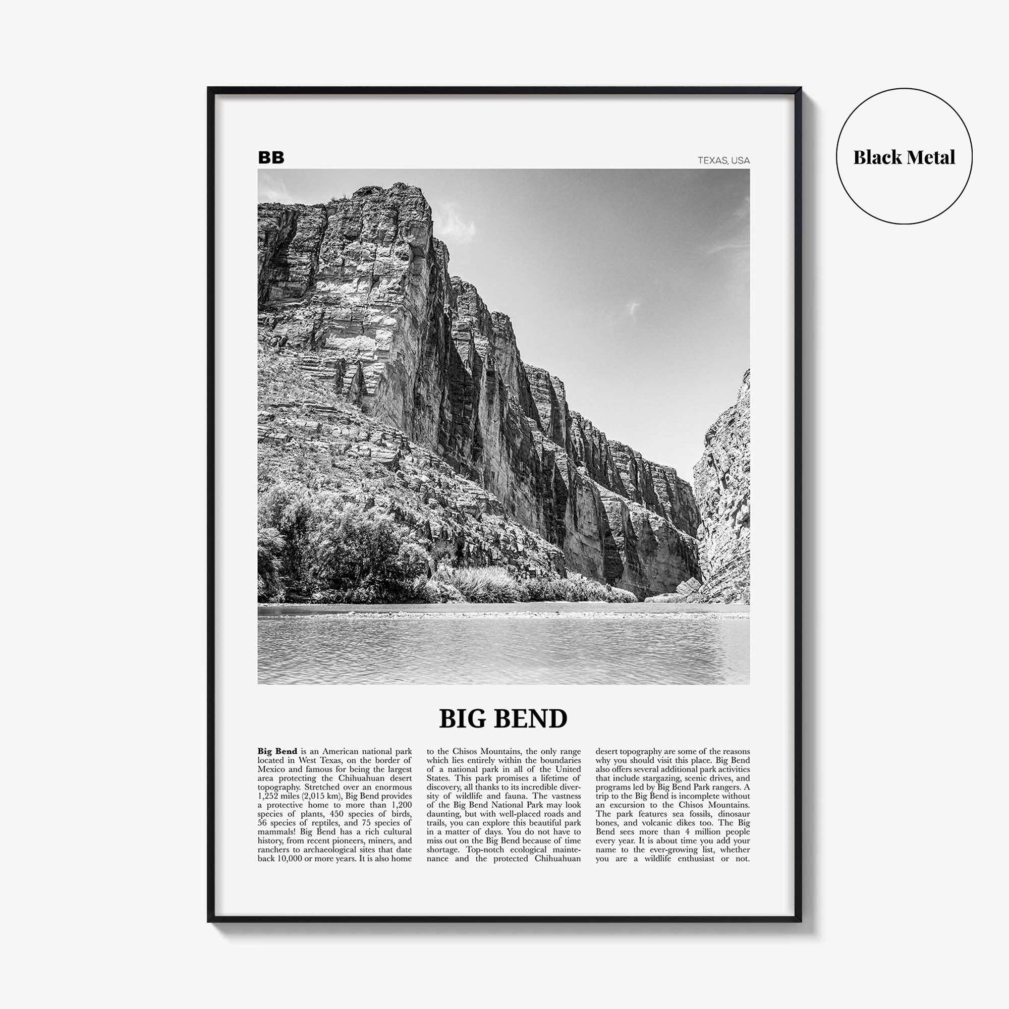 Big Bend National Park Print Black and White, Big Bend Wall Art, Big Bend Poster, Big Bend Photo, Chihuahuan Desert, Texas, USA