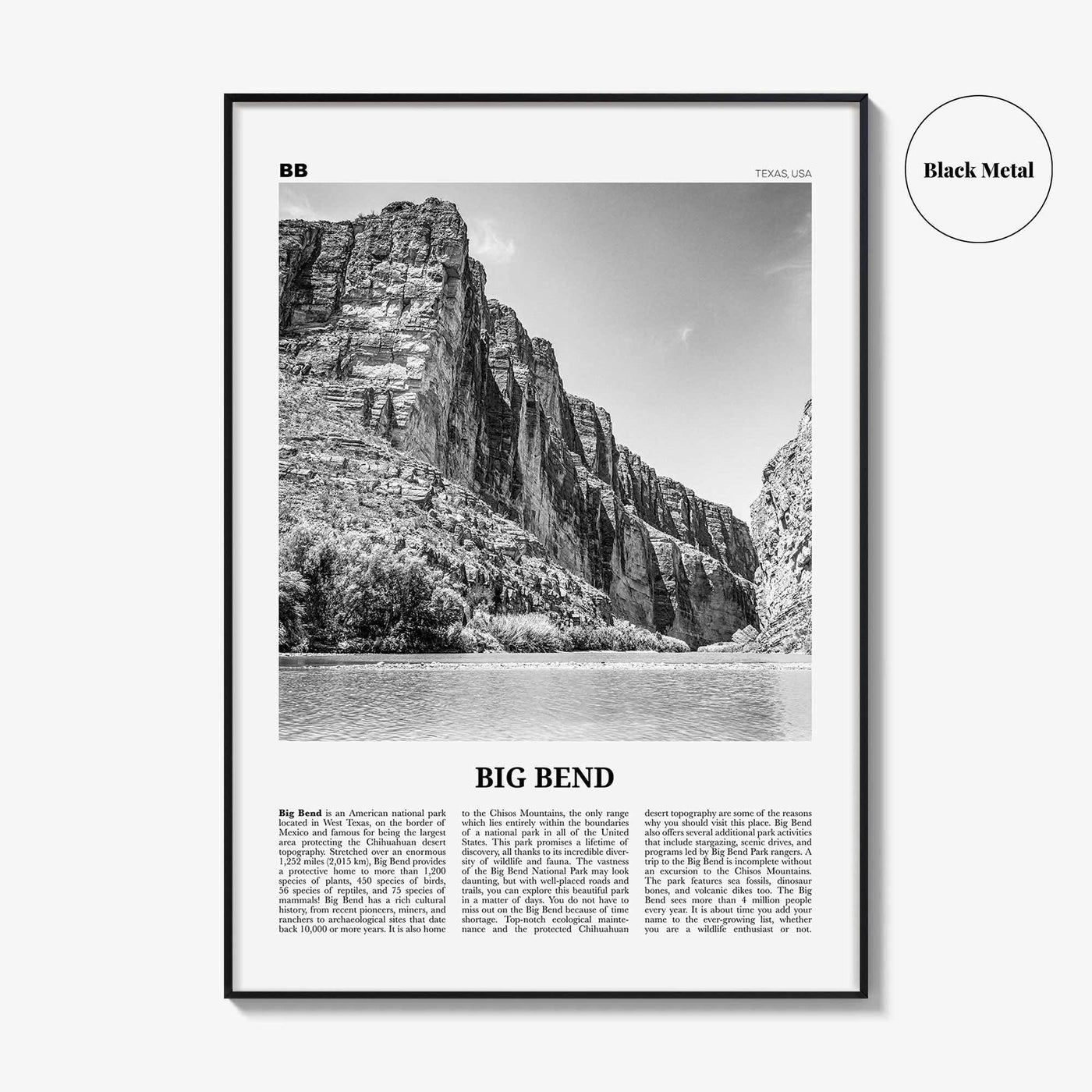 Big Bend National Park Print Black and White, Big Bend Wall Art, Big Bend Poster, Big Bend Photo, Chihuahuan Desert, Texas, USA