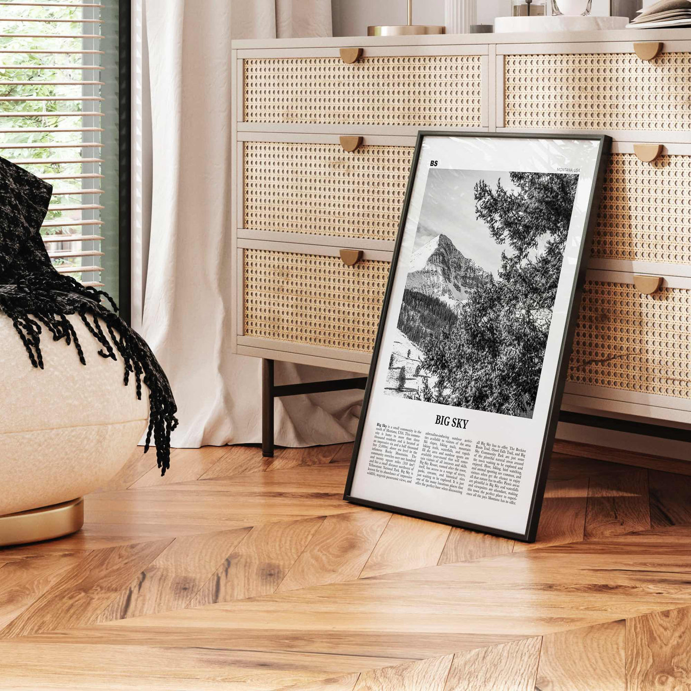 Big Sky Print Black and White, Big Sky Wall Art, Big Sky Poster, Big Sky Photo, Big Sky Map, Montana, USA, United States