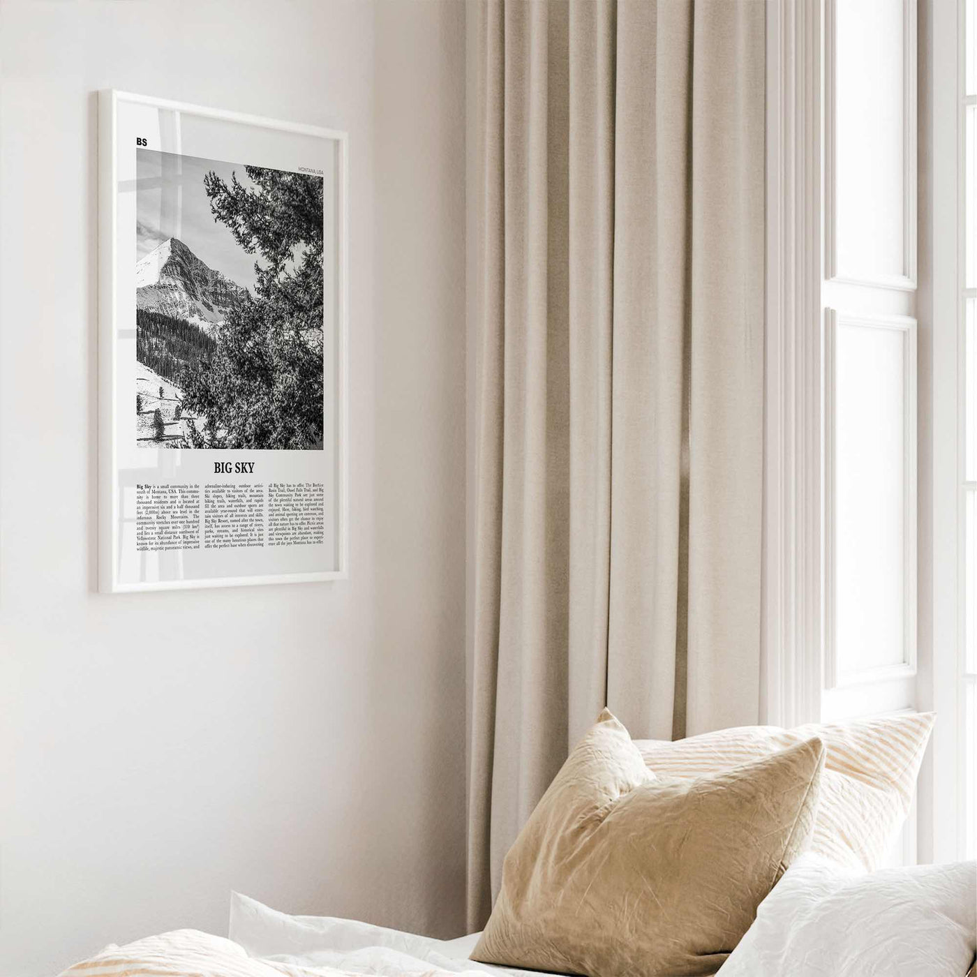 Big Sky Print Black and White, Big Sky Wall Art, Big Sky Poster, Big Sky Photo, Big Sky Map, Montana, USA, United States