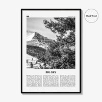 Big Sky Print Black and White, Big Sky Wall Art, Big Sky Poster, Big Sky Photo, Big Sky Map, Montana, USA, United States