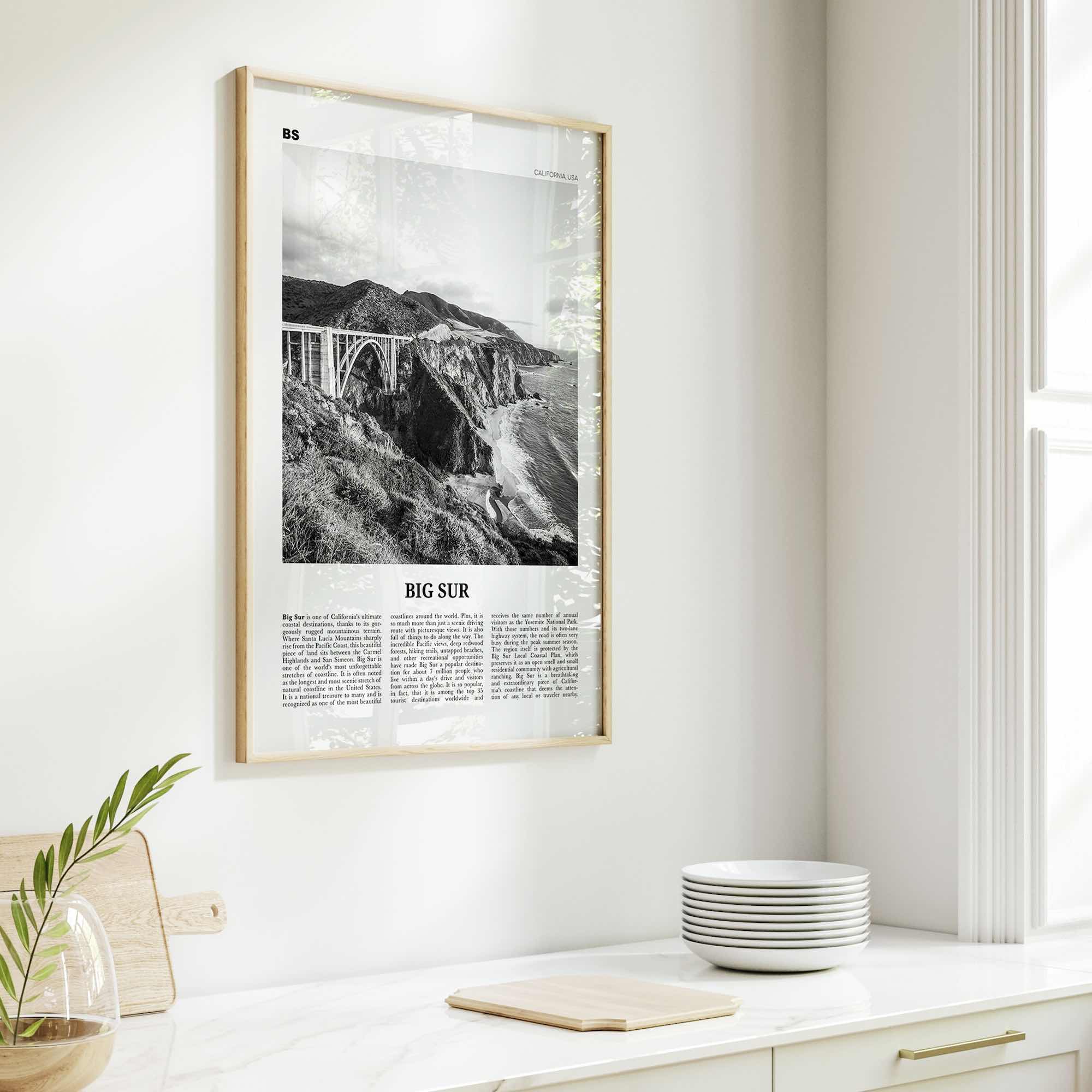 Big Sur Print Black and White No 1, Big Sur Wall Art, Big Sur Poster, Big Sur Photo, Big Sur Decor, California, USA, United States