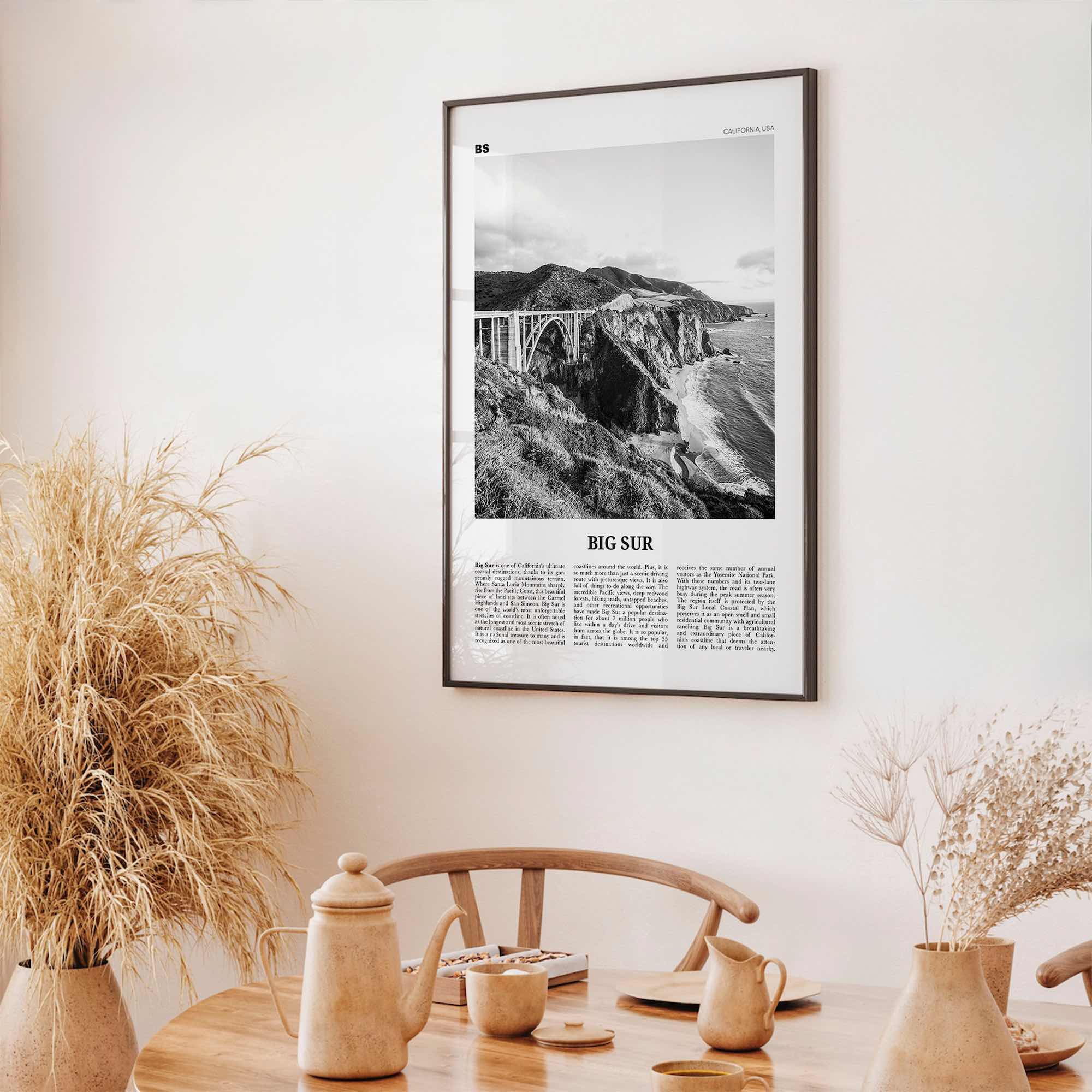 Big Sur Print Black and White No 1, Big Sur Wall Art, Big Sur Poster, Big Sur Photo, Big Sur Decor, California, USA, United States