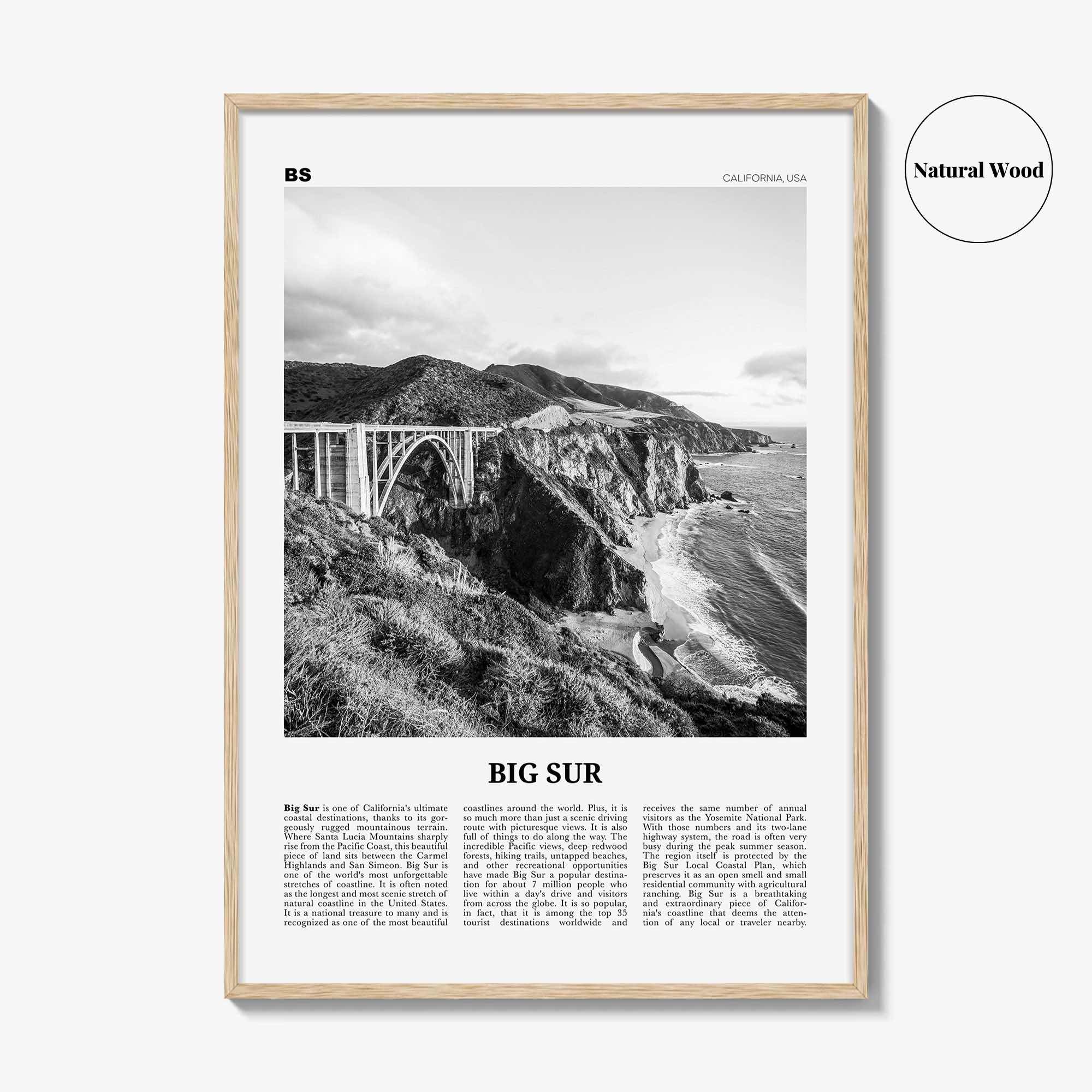 Big Sur Print Black and White No 1, Big Sur Wall Art, Big Sur Poster, Big Sur Photo, Big Sur Decor, California, USA, United States