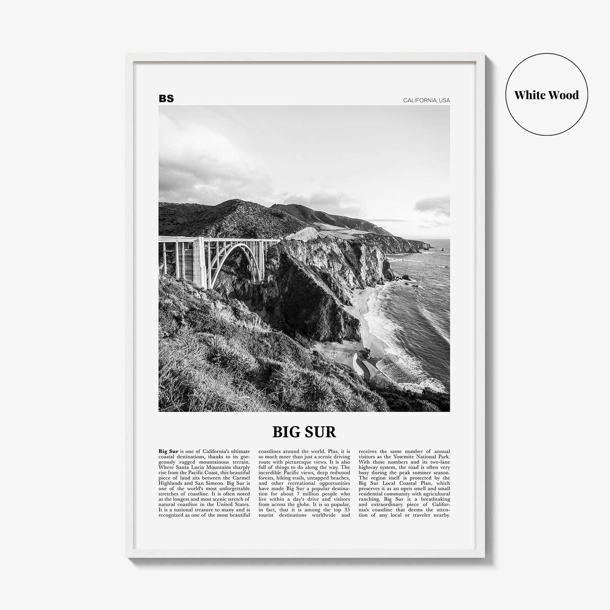 Big Sur Print Black and White No 1, Big Sur Wall Art, Big Sur Poster, Big Sur Photo, Big Sur Decor, California, USA, United States