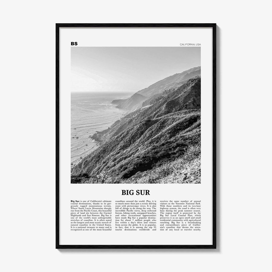 Big Sur Print Black and White No 2, Big Sur Wall Art, Big Sur Poster, Big Sur Photo, Big Sur Decor, California, USA, United States