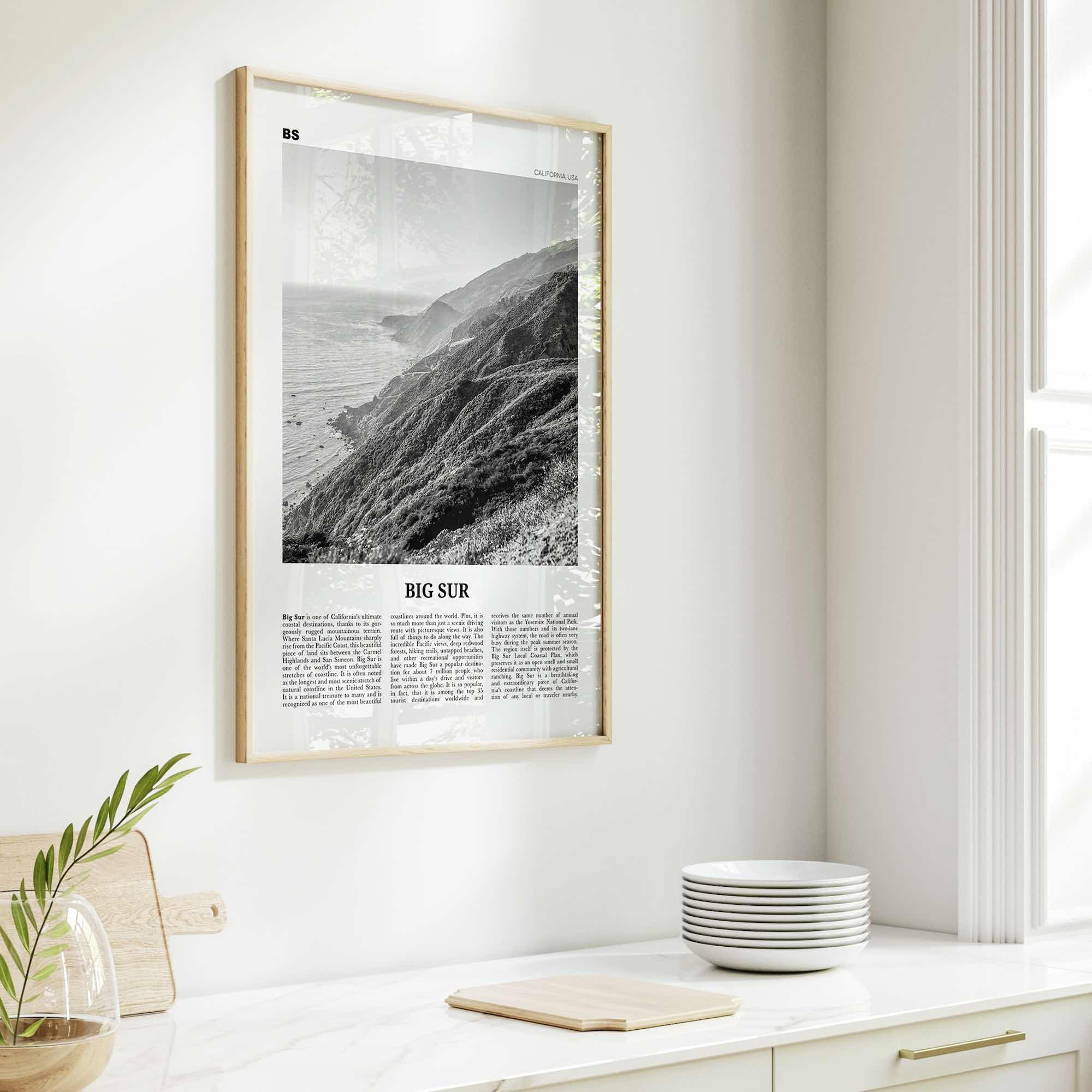 Big Sur Print Black and White No 2, Big Sur Wall Art, Big Sur Poster, Big Sur Photo, Big Sur Decor, California, USA, United States