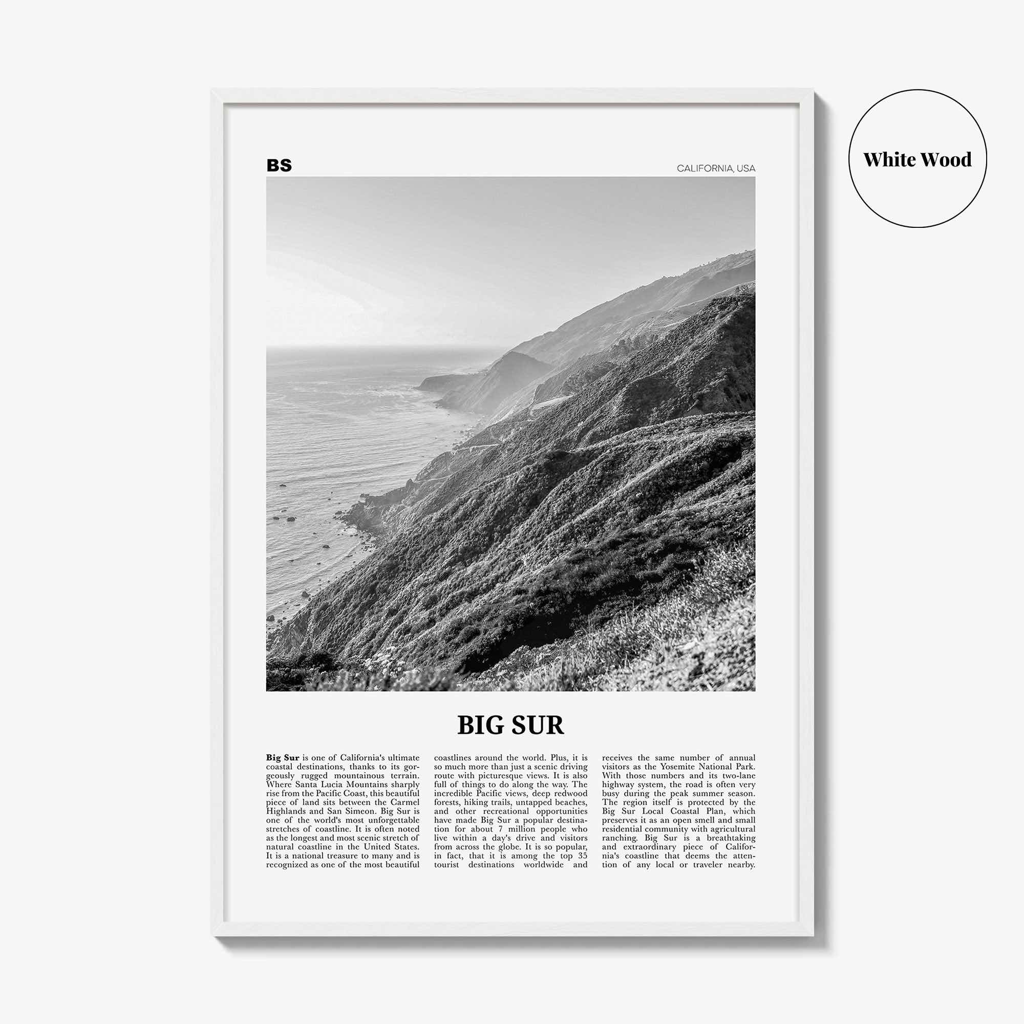 Big Sur Print Black and White No 2, Big Sur Wall Art, Big Sur Poster, Big Sur Photo, Big Sur Decor, California, USA, United States