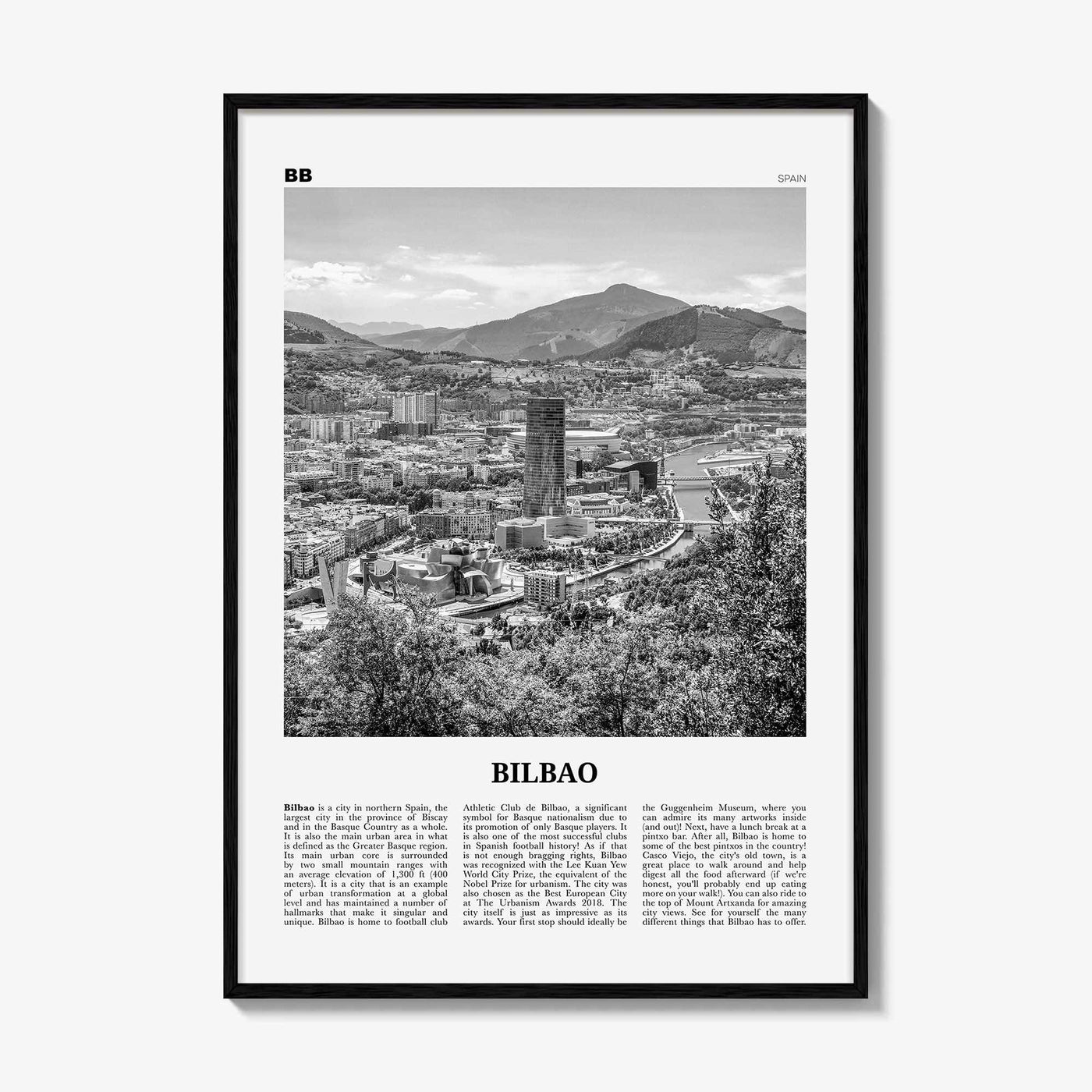 Bilbao Print Black and White, Bilbao Wall Art, Bilbao Poster, Bilbao Photo, Bilbao Wall Décor, Spain, Bilbo, Biscay, Basque, España