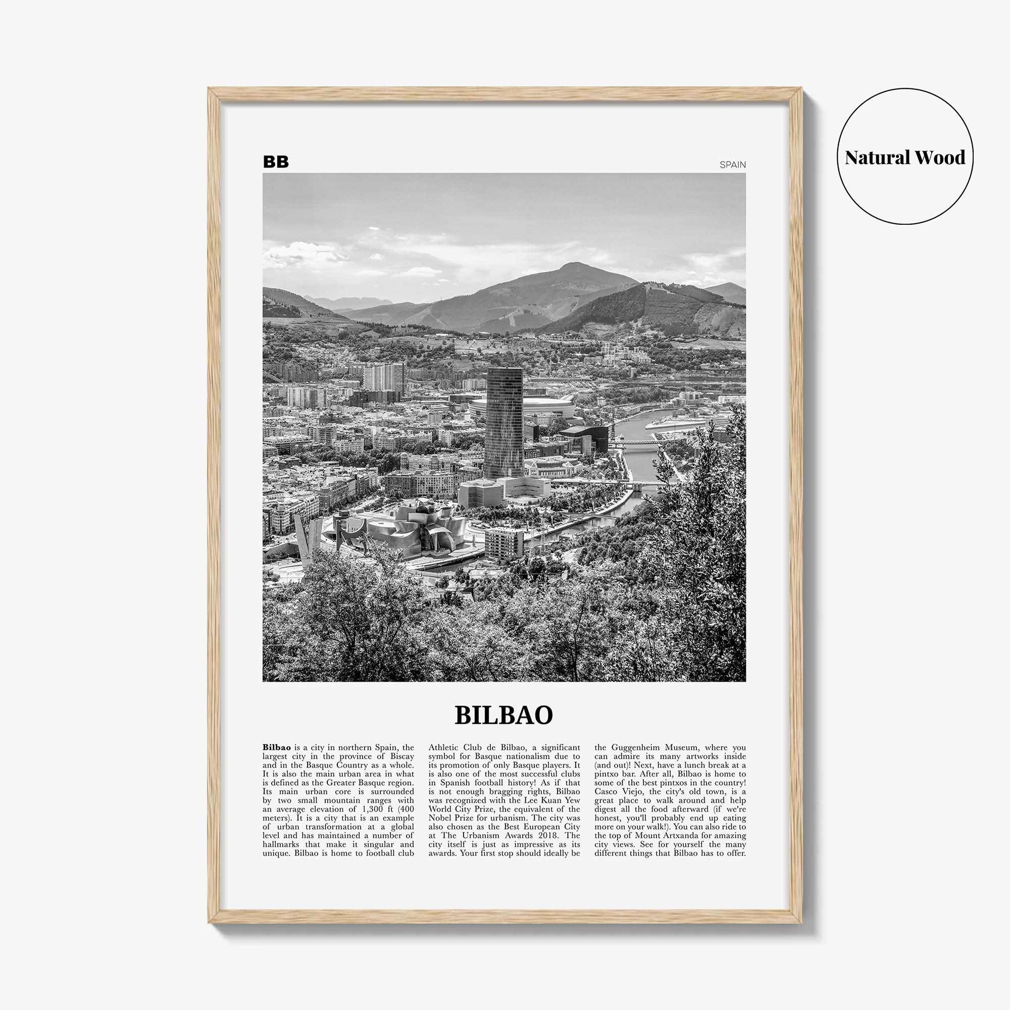 Bilbao Print Black and White, Bilbao Wall Art, Bilbao Poster, Bilbao Photo, Bilbao Wall Décor, Spain, Bilbo, Biscay, Basque, España