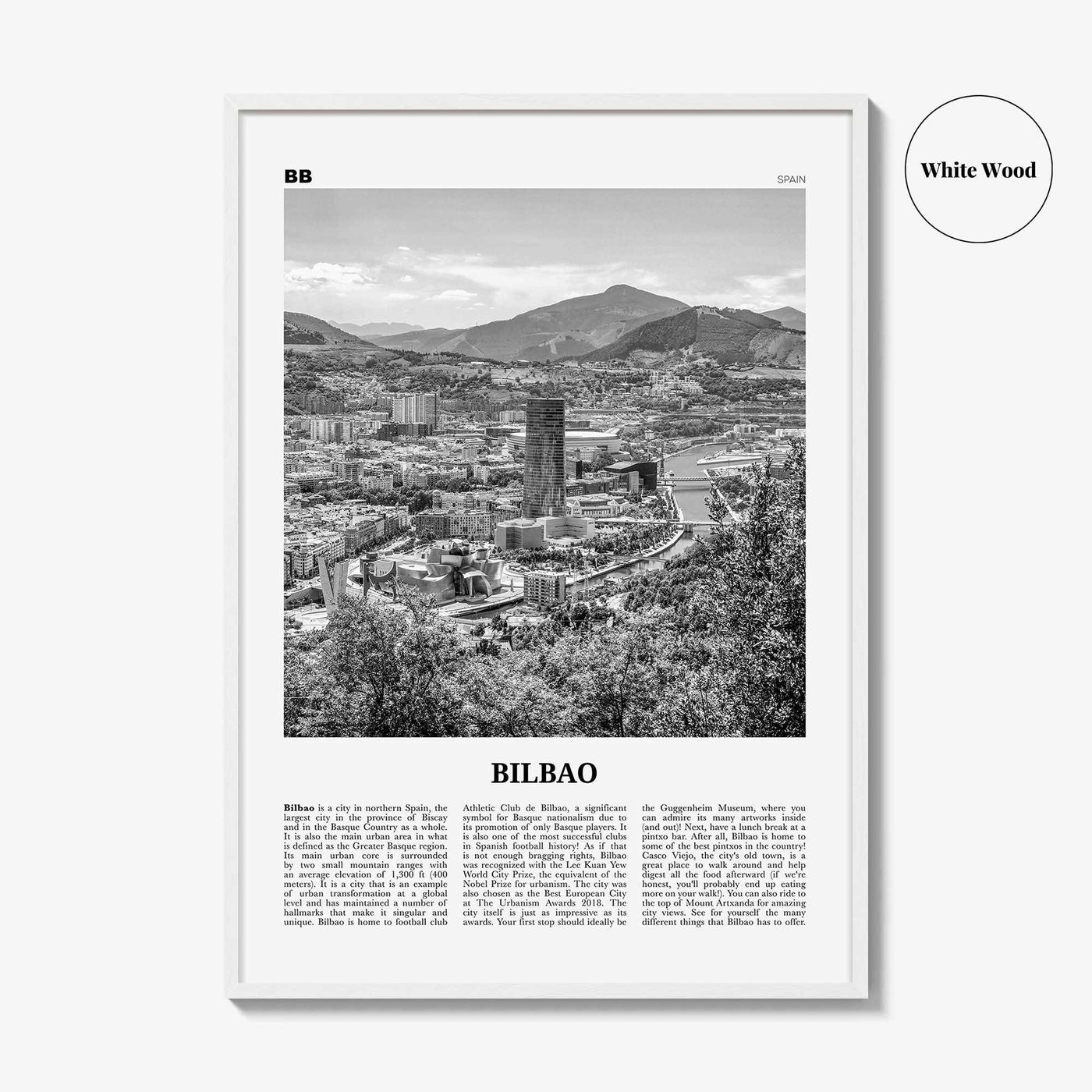 Bilbao Print Black and White, Bilbao Wall Art, Bilbao Poster, Bilbao Photo, Bilbao Wall Décor, Spain, Bilbo, Biscay, Basque, España