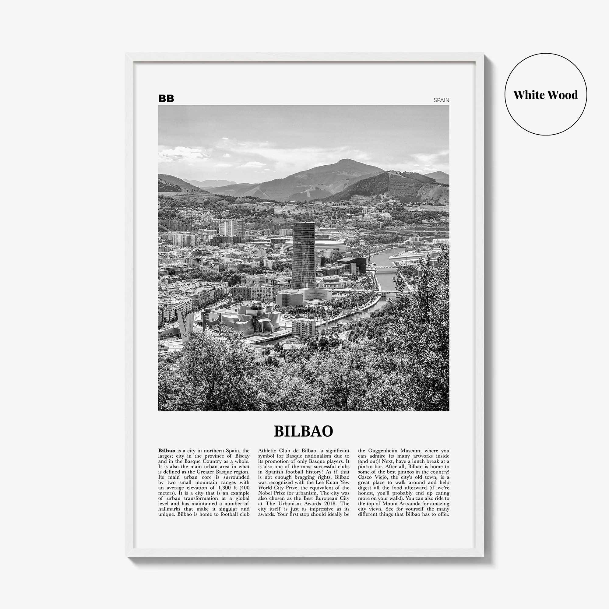 Bilbao Print Black and White, Bilbao Wall Art, Bilbao Poster, Bilbao Photo, Bilbao Wall Décor, Spain, Bilbo, Biscay, Basque, España