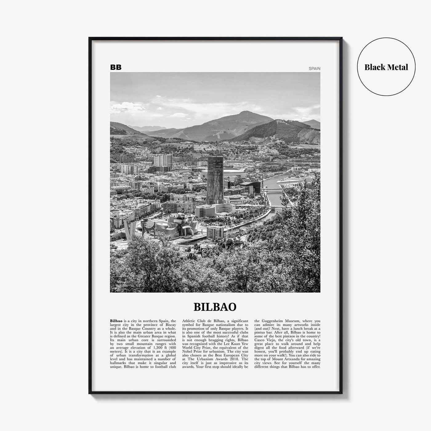 Bilbao Print Black and White, Bilbao Wall Art, Bilbao Poster, Bilbao Photo, Bilbao Wall Décor, Spain, Bilbo, Biscay, Basque, España