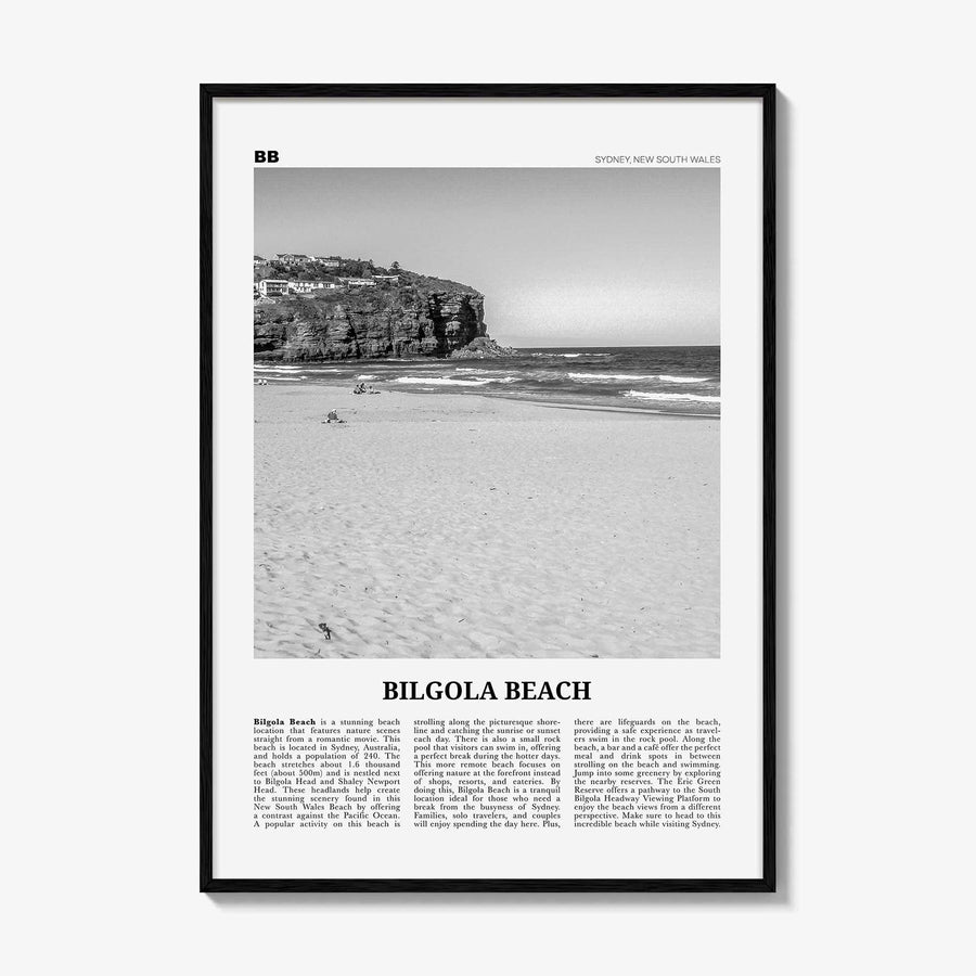Bilgola Beach Print Black and White, Bilgola Beach Wall Art, Bilgola Beach Poster, Bilgola Beach Photo, Sydney, Australia