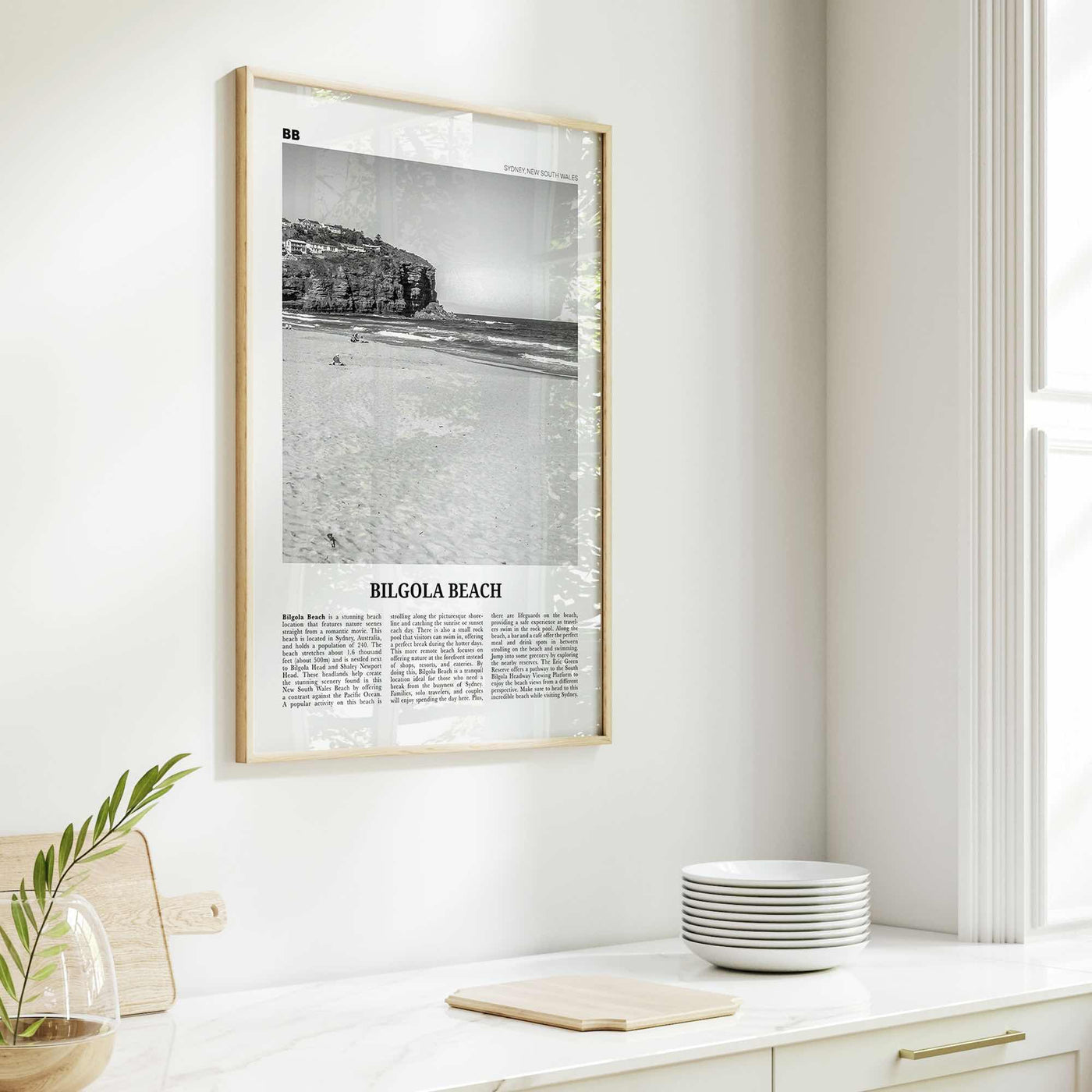 Bilgola Beach Print Black and White, Bilgola Beach Wall Art, Bilgola Beach Poster, Bilgola Beach Photo, Sydney, Australia