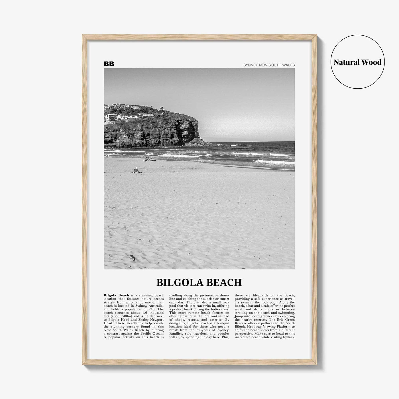 Bilgola Beach Print Black and White, Bilgola Beach Wall Art, Bilgola Beach Poster, Bilgola Beach Photo, Sydney, Australia