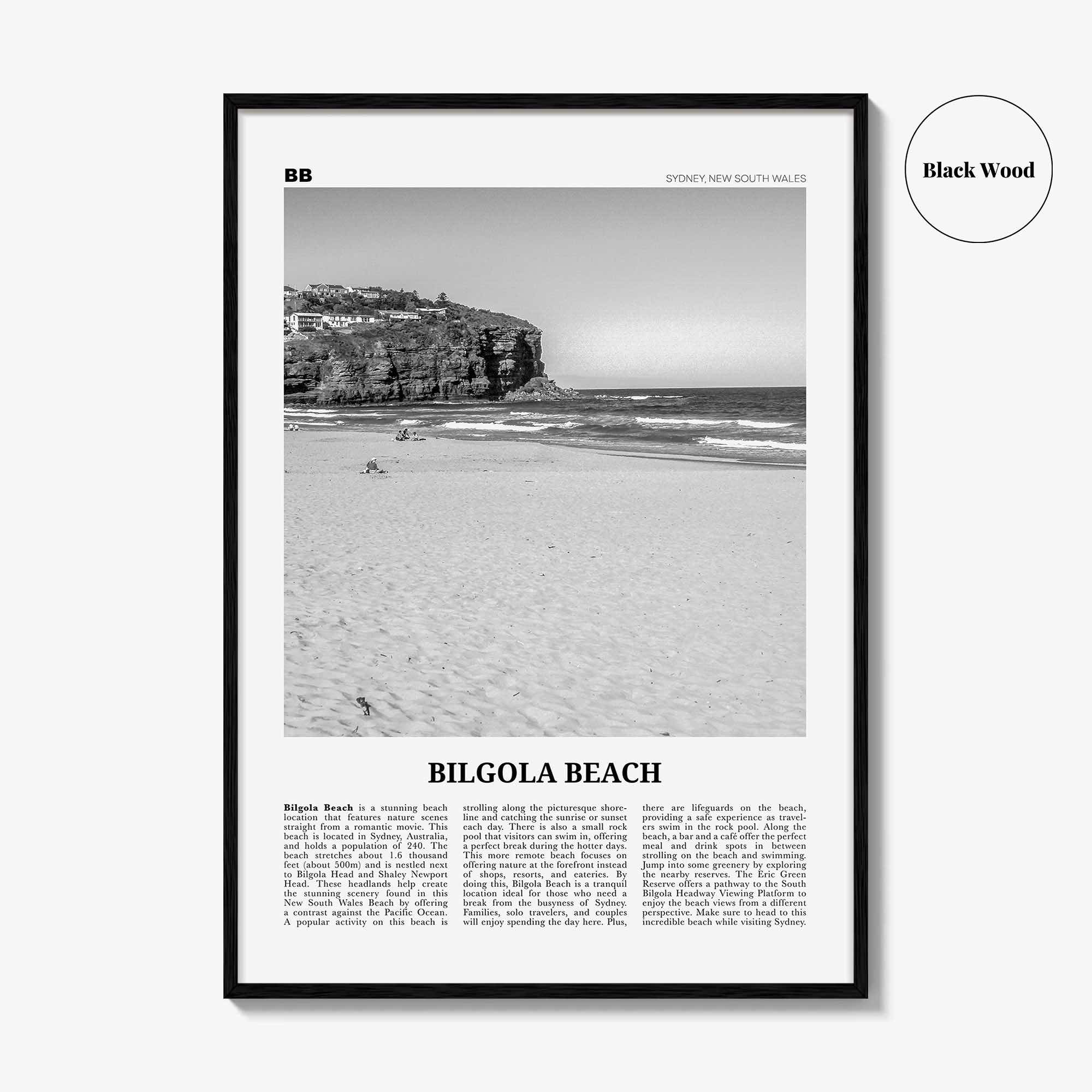 Bilgola Beach Print Black and White, Bilgola Beach Wall Art, Bilgola Beach Poster, Bilgola Beach Photo, Sydney, Australia
