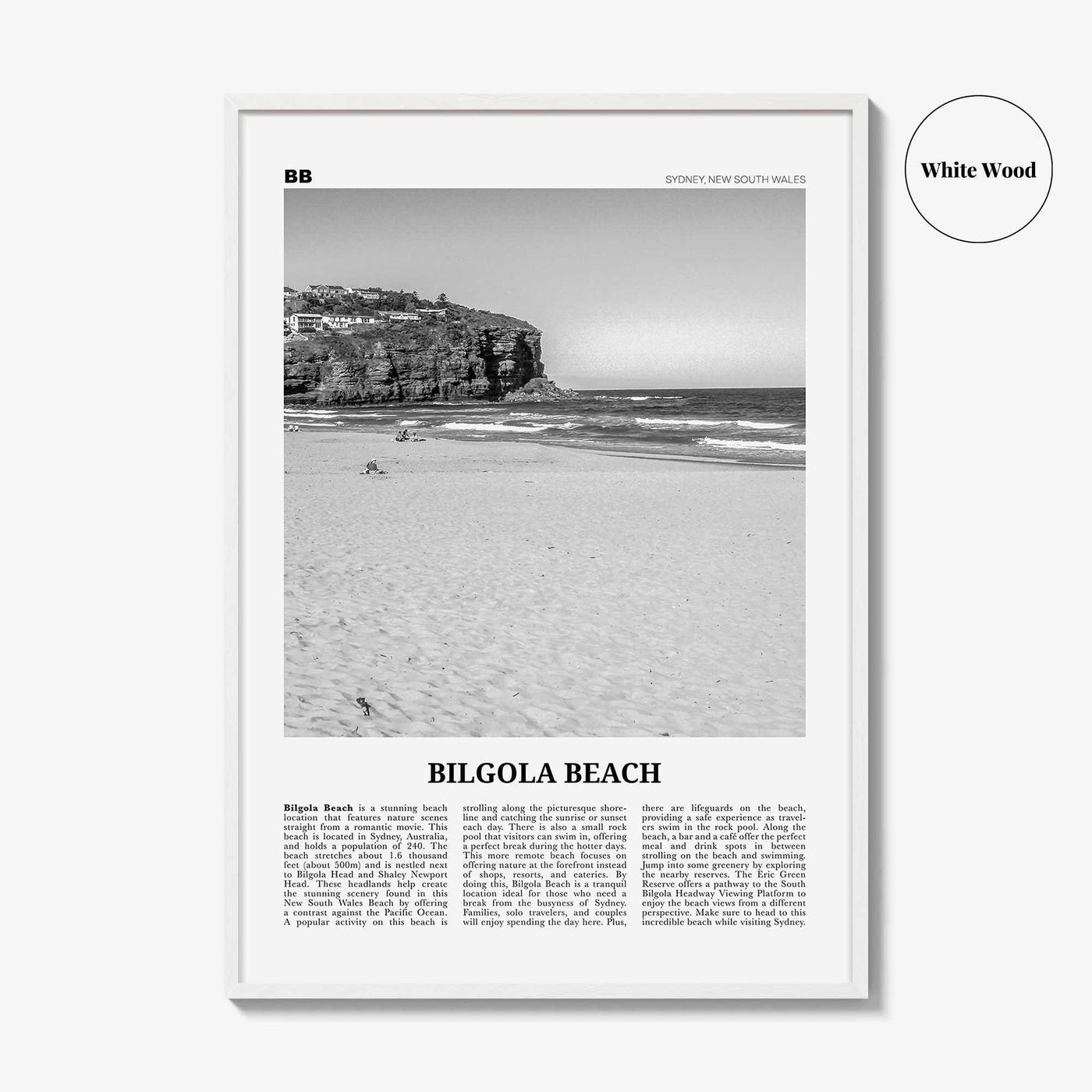 Bilgola Beach Print Black and White, Bilgola Beach Wall Art, Bilgola Beach Poster, Bilgola Beach Photo, Sydney, Australia