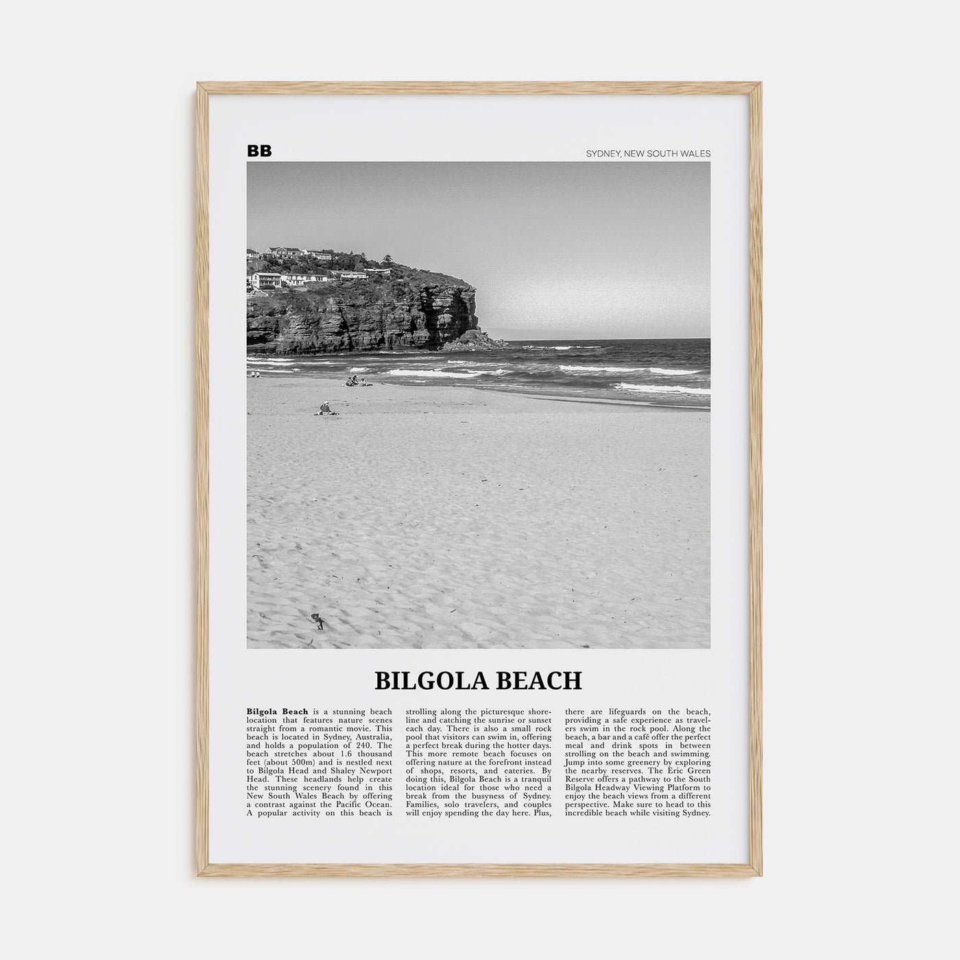 Bilgola Beach Travel B&W Poster
