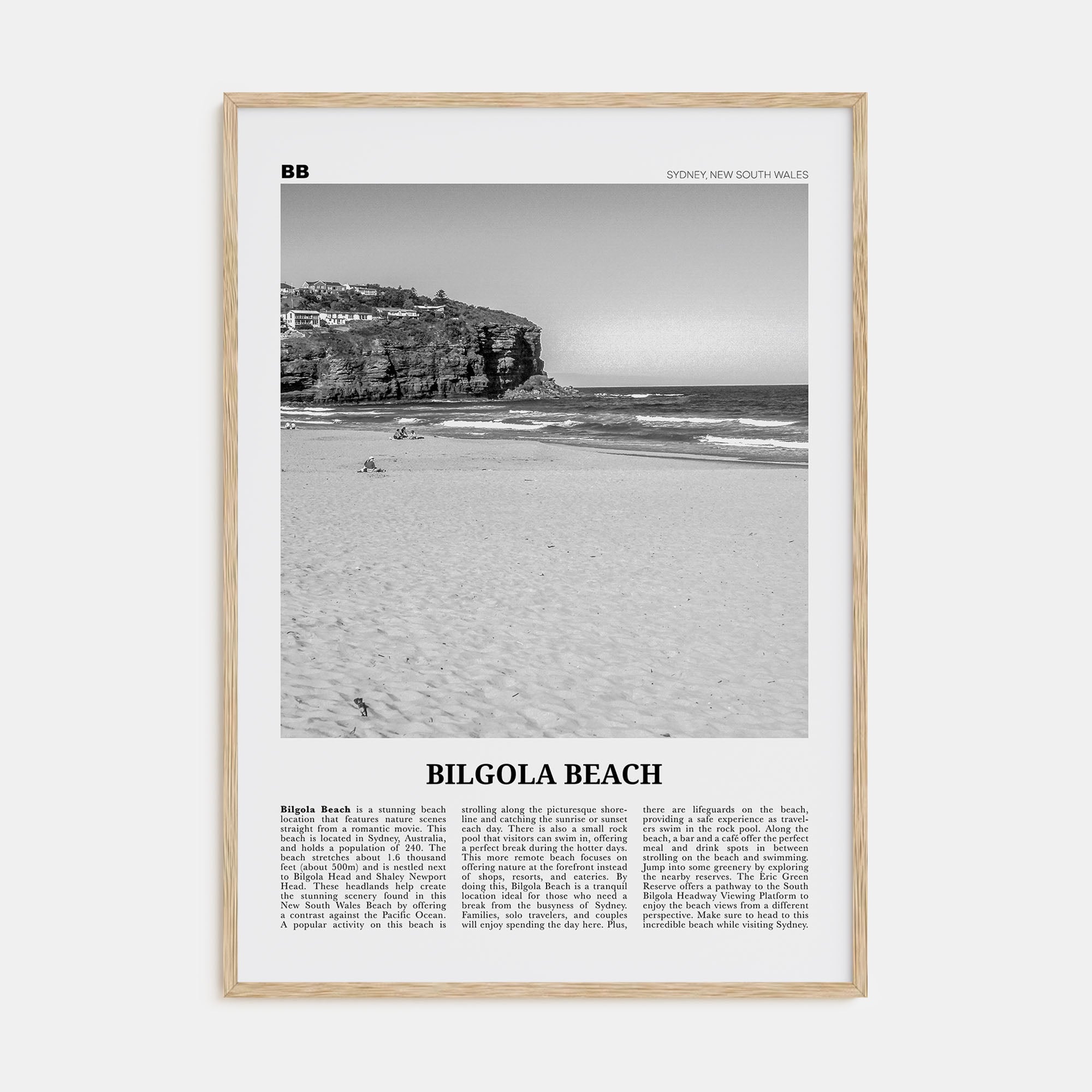 Bilgola Beach Travel B&W Poster
