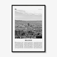 Billings Print Black and White, Billings Wall Art, Billings Poster, Billings Photo, Billings Wall Décor, Montana, USA, United States