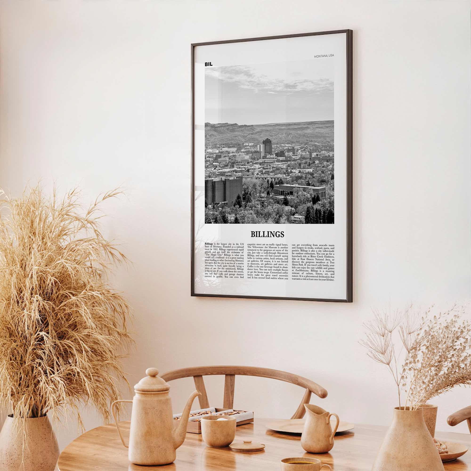 Billings Print Black and White, Billings Wall Art, Billings Poster, Billings Photo, Billings Wall Décor, Montana, USA, United States
