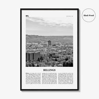 Billings Print Black and White, Billings Wall Art, Billings Poster, Billings Photo, Billings Wall Décor, Montana, USA, United States