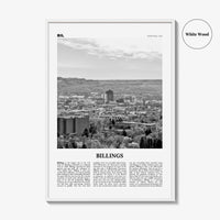 Billings Print Black and White, Billings Wall Art, Billings Poster, Billings Photo, Billings Wall Décor, Montana, USA, United States