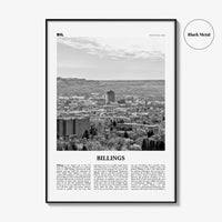 Billings Print Black and White, Billings Wall Art, Billings Poster, Billings Photo, Billings Wall Décor, Montana, USA, United States