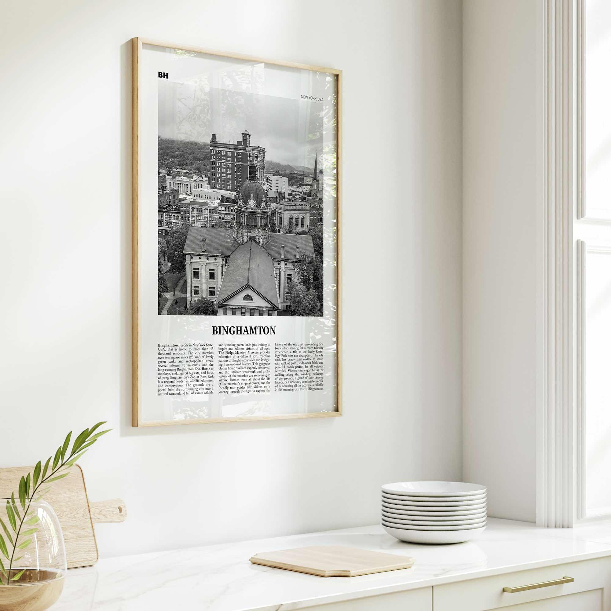 Binghamton Print Black and White, Binghamton Wall Art, Binghamton Poster, Binghamton Photo, Binghamton Map, Binghamton Wall Decor, New York