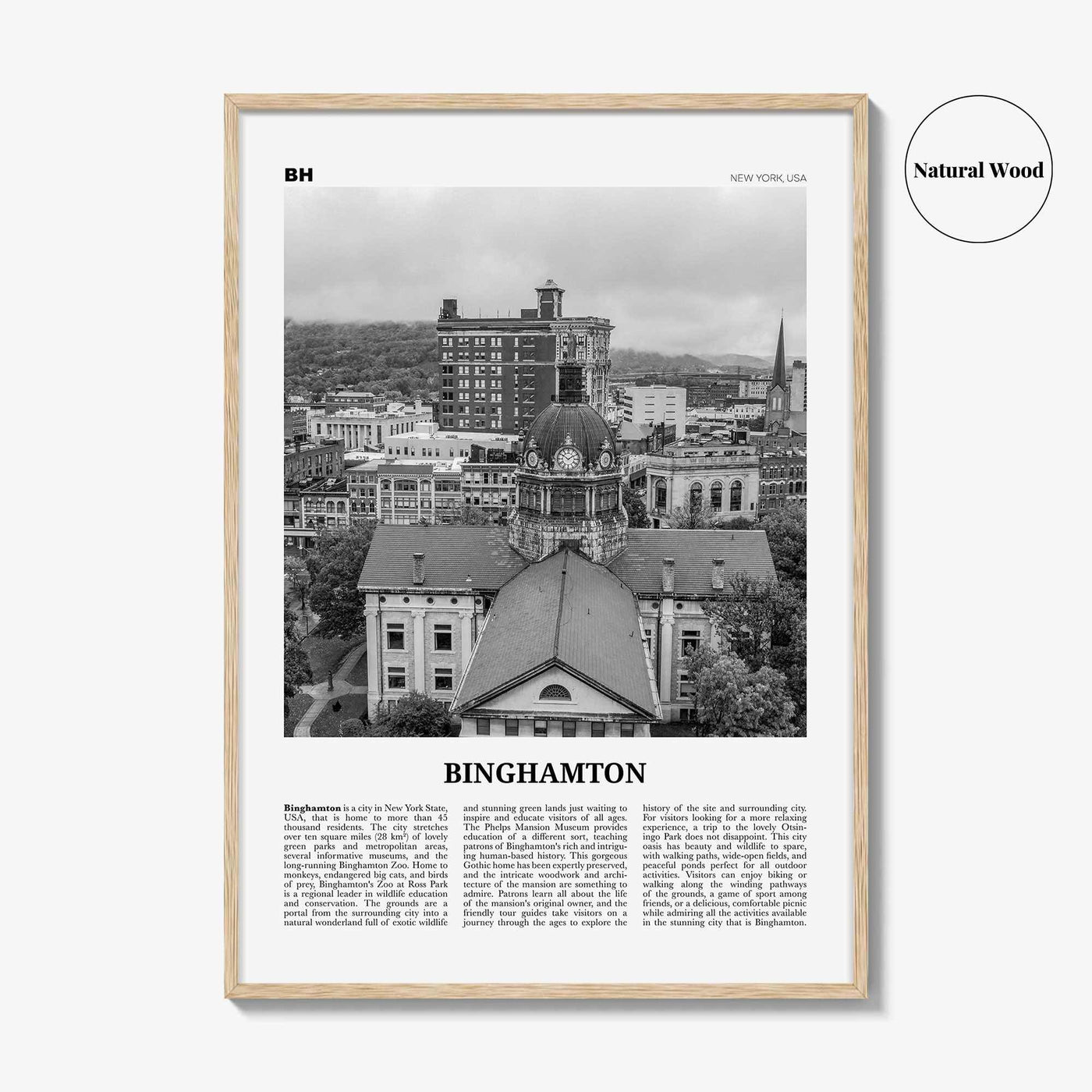 Binghamton Print Black and White, Binghamton Wall Art, Binghamton Poster, Binghamton Photo, Binghamton Map, Binghamton Wall Decor, New York