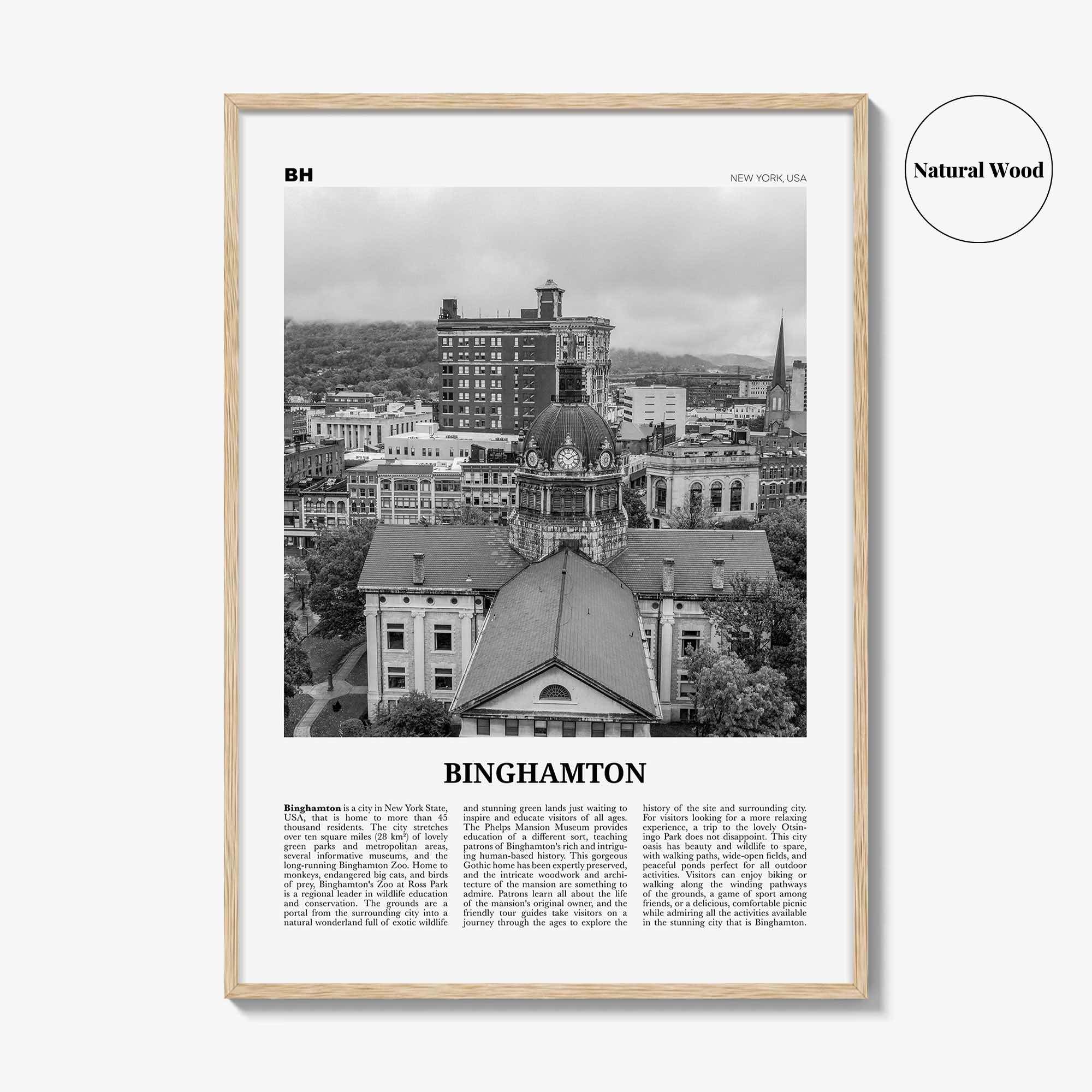 Binghamton Print Black and White, Binghamton Wall Art, Binghamton Poster, Binghamton Photo, Binghamton Map, Binghamton Wall Decor, New York