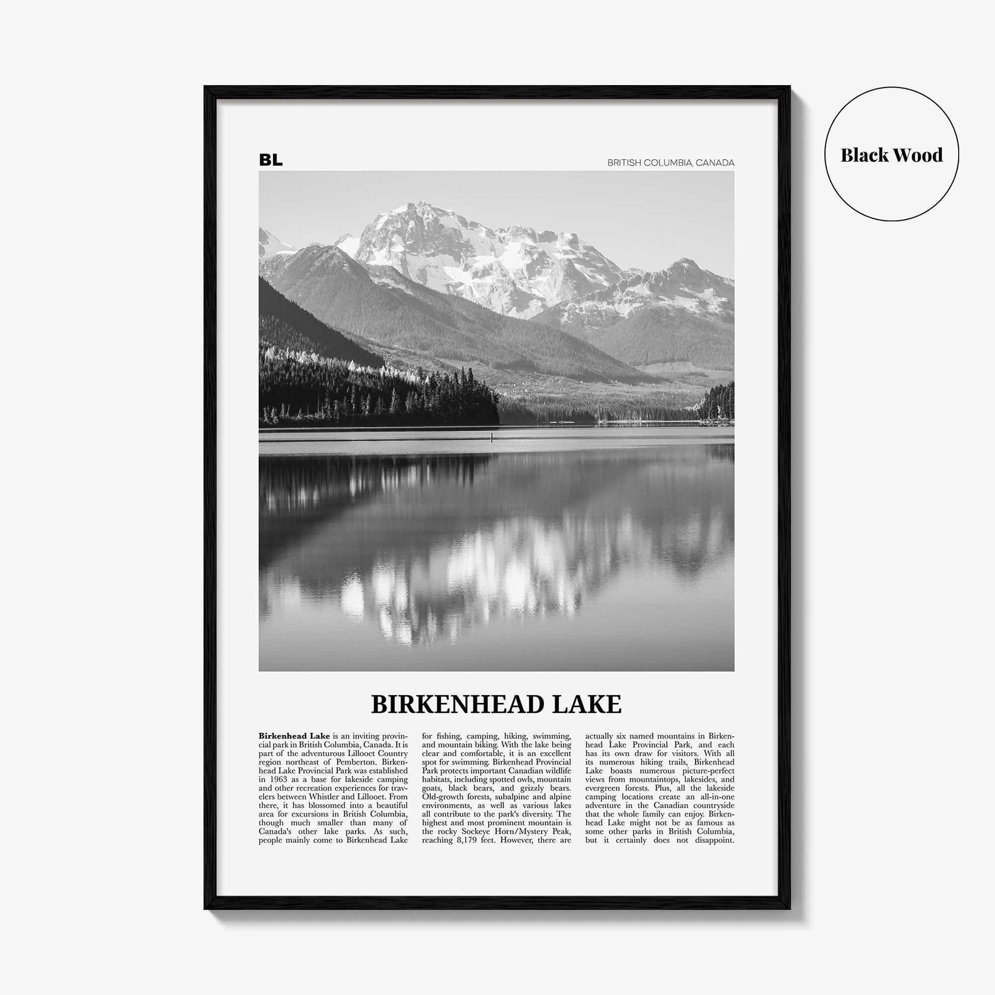 Birkenhead Lake Print Black and White, Birkenhead Lake Wall Art, Birkenhead Lake Poster, Birkenhead Lake Photo, Décor, Birkenhead Lake Map