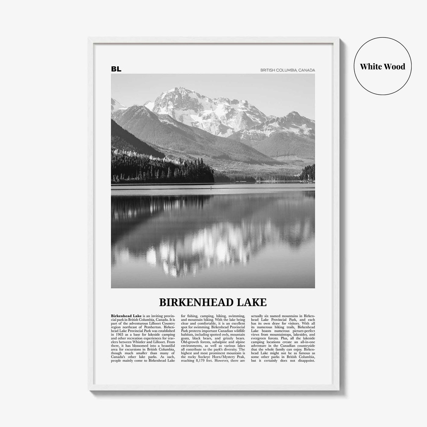 Birkenhead Lake Print Black and White, Birkenhead Lake Wall Art, Birkenhead Lake Poster, Birkenhead Lake Photo, Décor, Birkenhead Lake Map