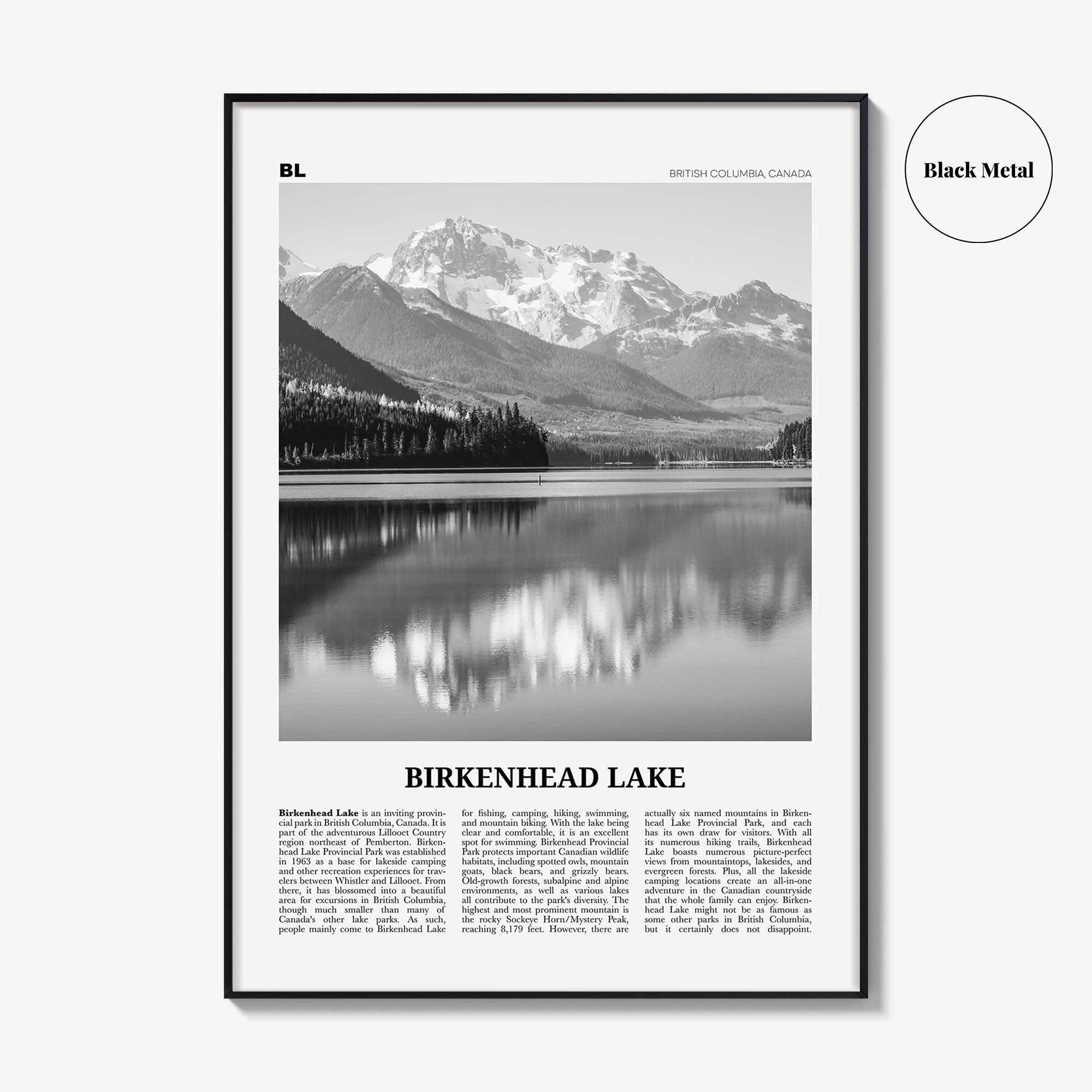 Birkenhead Lake Print Black and White, Birkenhead Lake Wall Art, Birkenhead Lake Poster, Birkenhead Lake Photo, Décor, Birkenhead Lake Map
