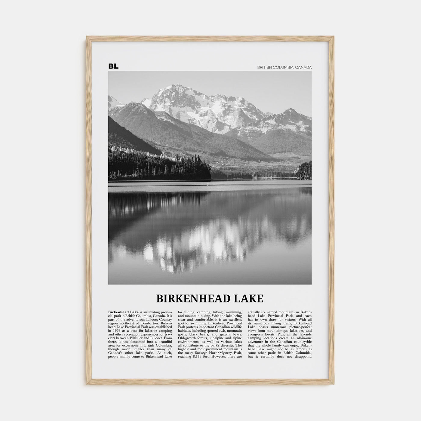 Birkenhead Lake Travel B&W Poster