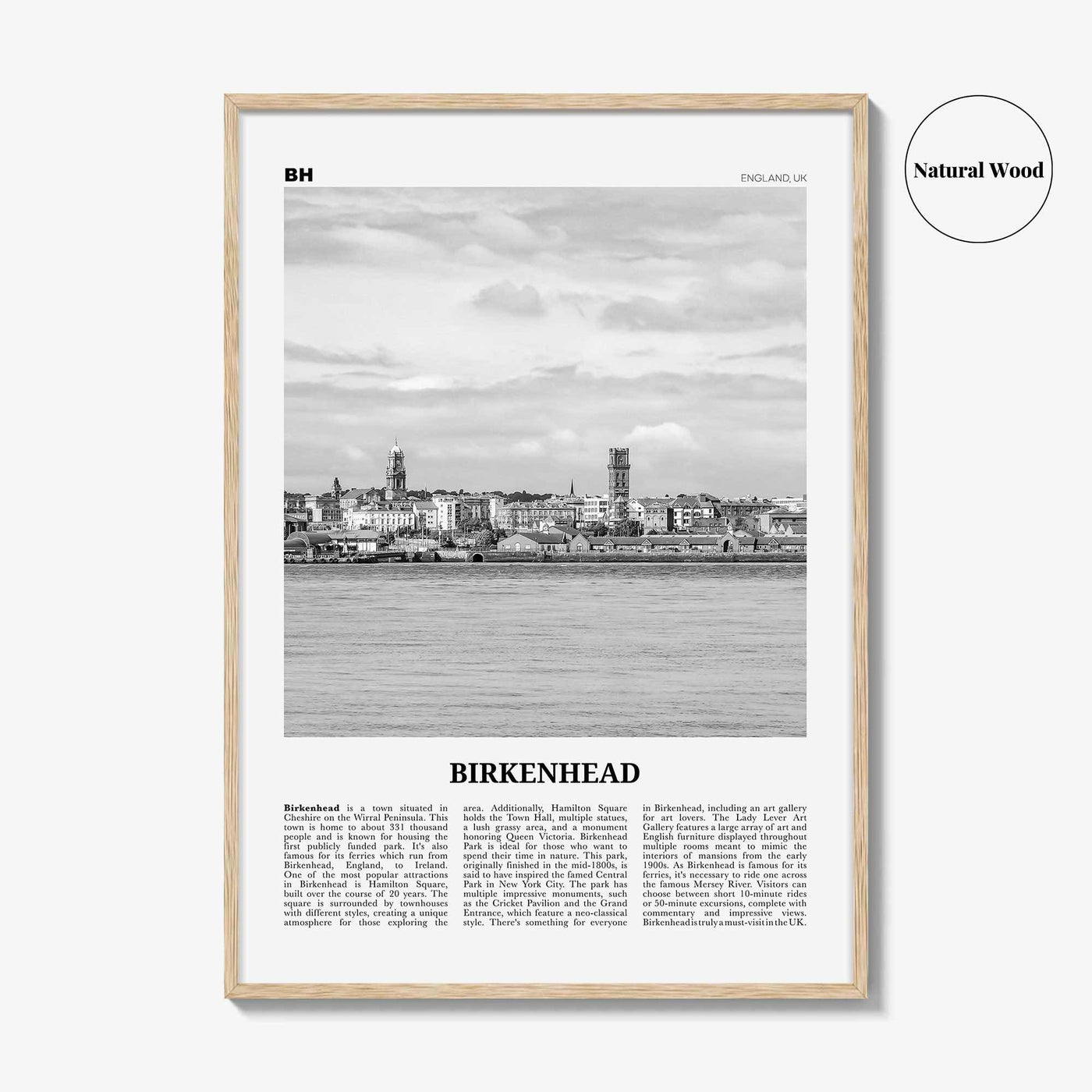 Birkenhead Print Black and White, Birkenhead Wall Art, Birkenhead Poster, Birkenhead Photo, Birkenhead Wall Décor, Birkenhead Map, England