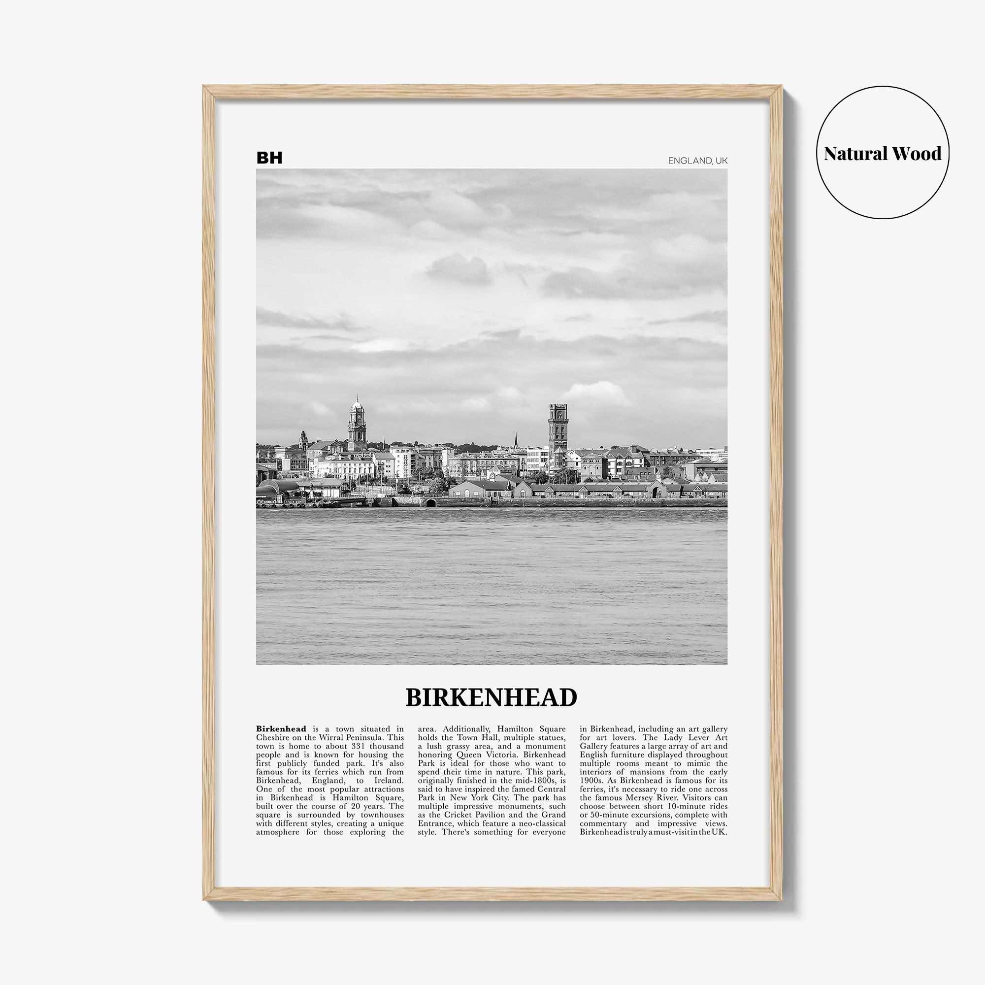 Birkenhead Print Black and White, Birkenhead Wall Art, Birkenhead Poster, Birkenhead Photo, Birkenhead Wall Décor, Birkenhead Map, England