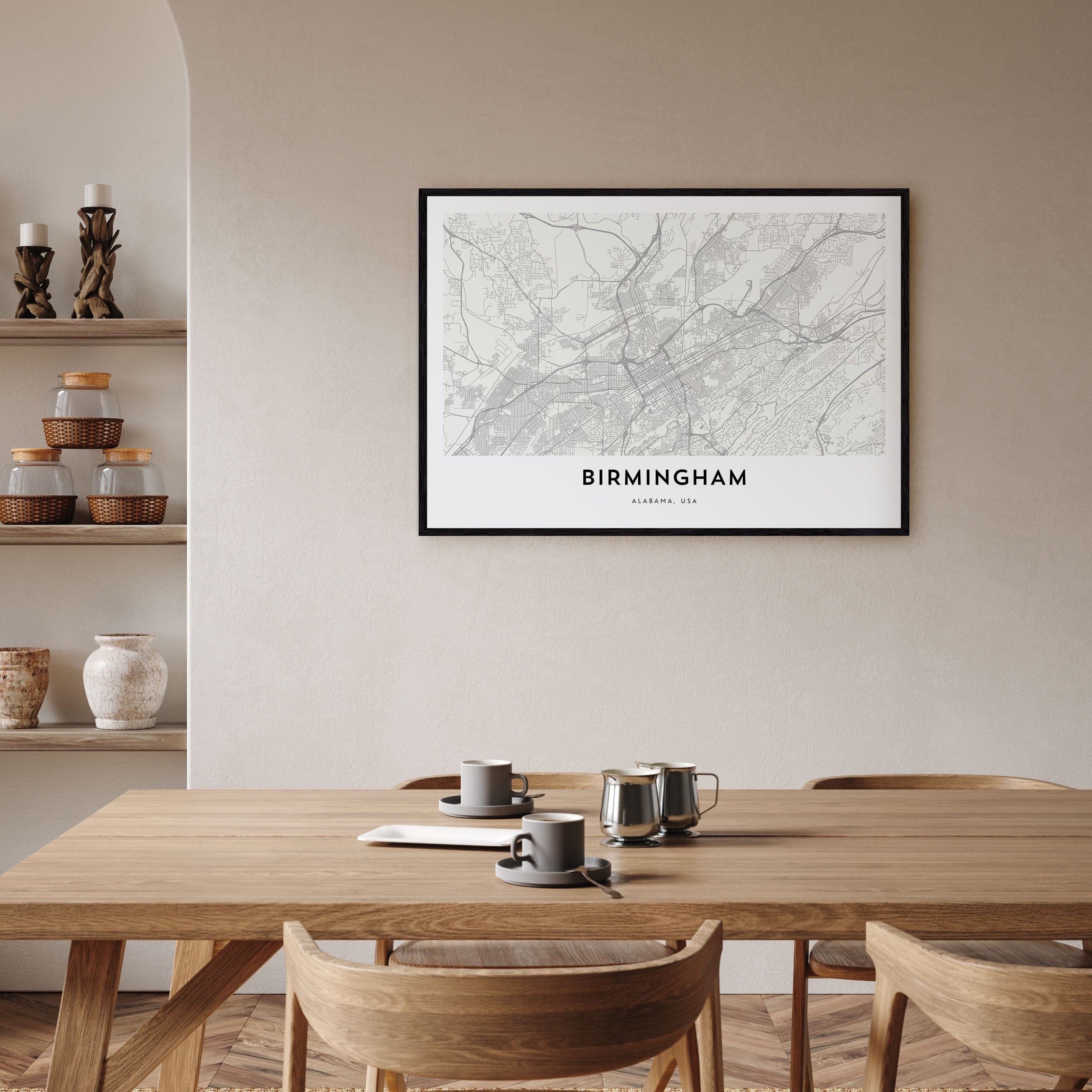 Birmingham, Alabama Map Landscape Poster