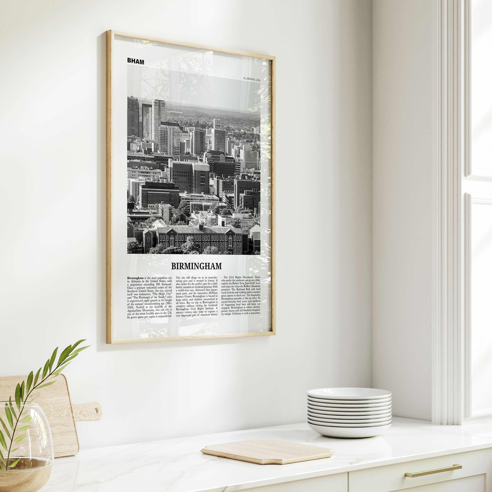 Birmingham Print Black and White Alabama, Birmingham Wall Art, Birmingham Poster, Birmingham Photo, Birmingham Wall Décor, Alabama, USA