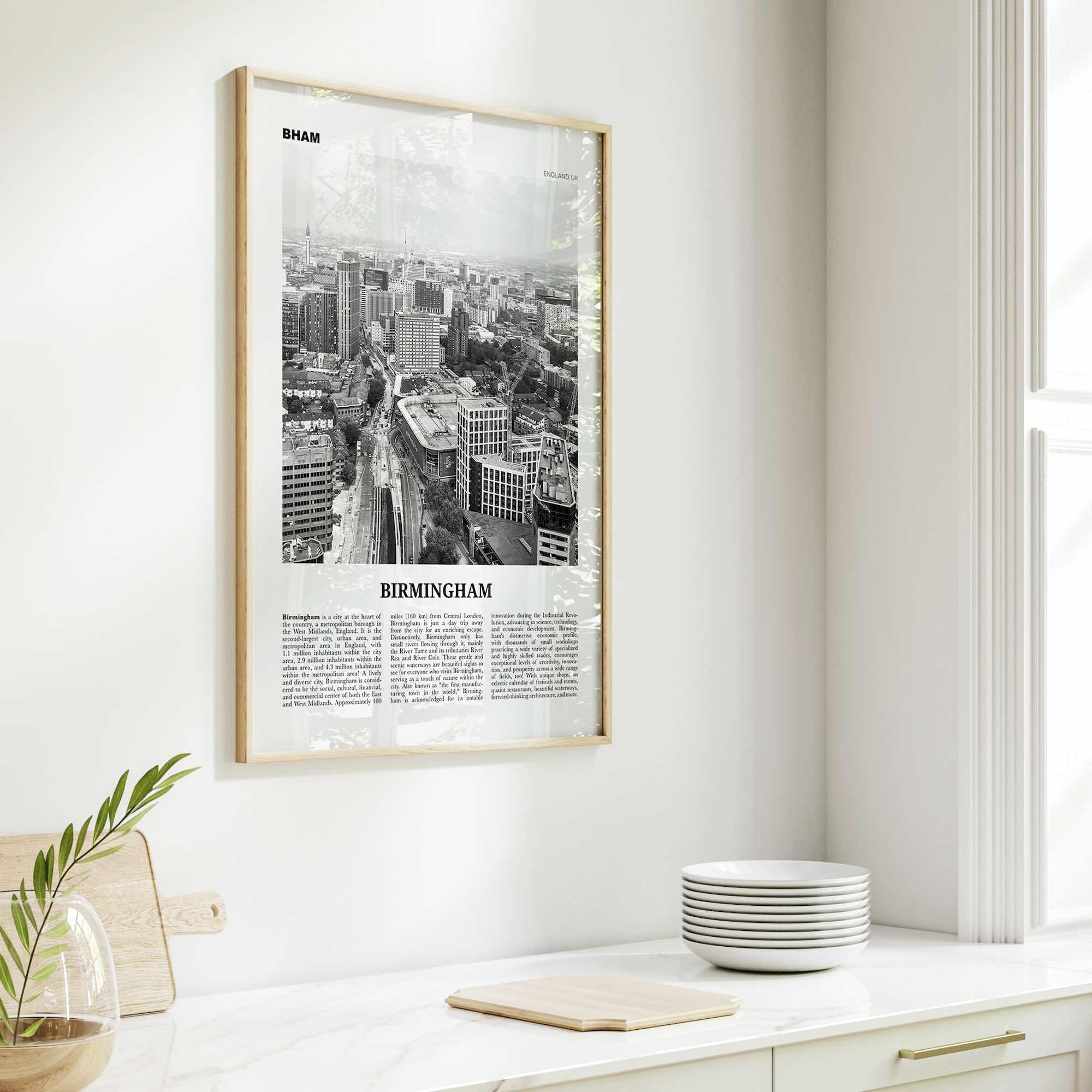 Birmingham Print Black and White England, Birmingham Wall Art, Birmingham Poster, Birmingham Photo, England, UK, United Kingdom, Europe