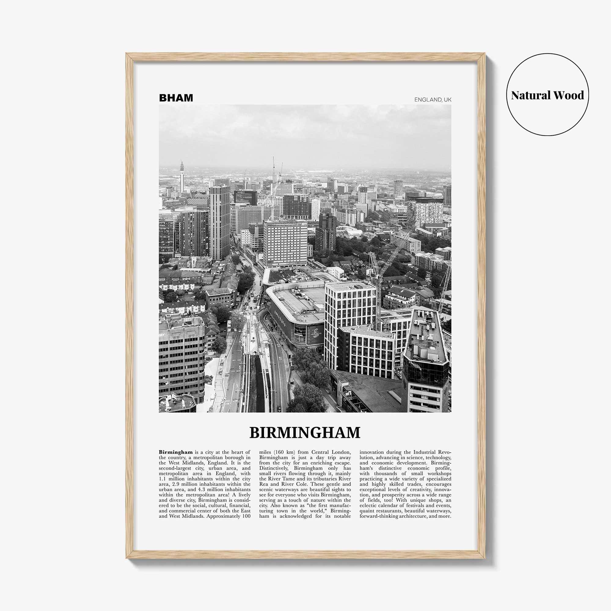 Birmingham Print Black and White England, Birmingham Wall Art, Birmingham Poster, Birmingham Photo, England, UK, United Kingdom, Europe