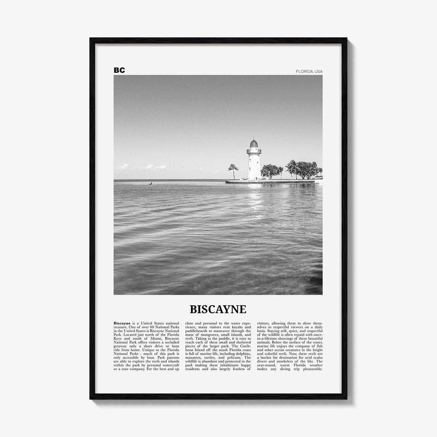 Biscayne National Park Print Black and White, Biscayne Wall Art, Biscayne Poster, Biscayne Photo, Biscayne Wall Décor, Florida, USA