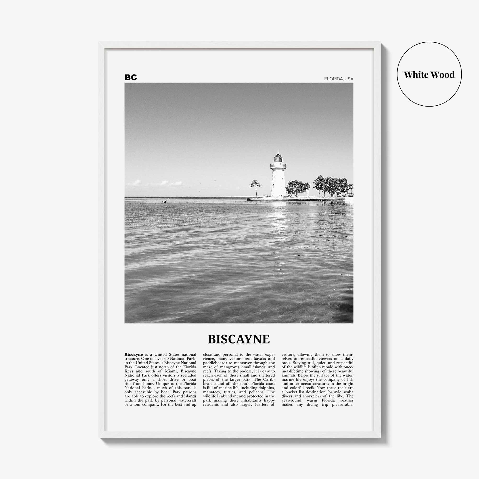Biscayne National Park Print Black and White, Biscayne Wall Art, Biscayne Poster, Biscayne Photo, Biscayne Wall Décor, Florida, USA