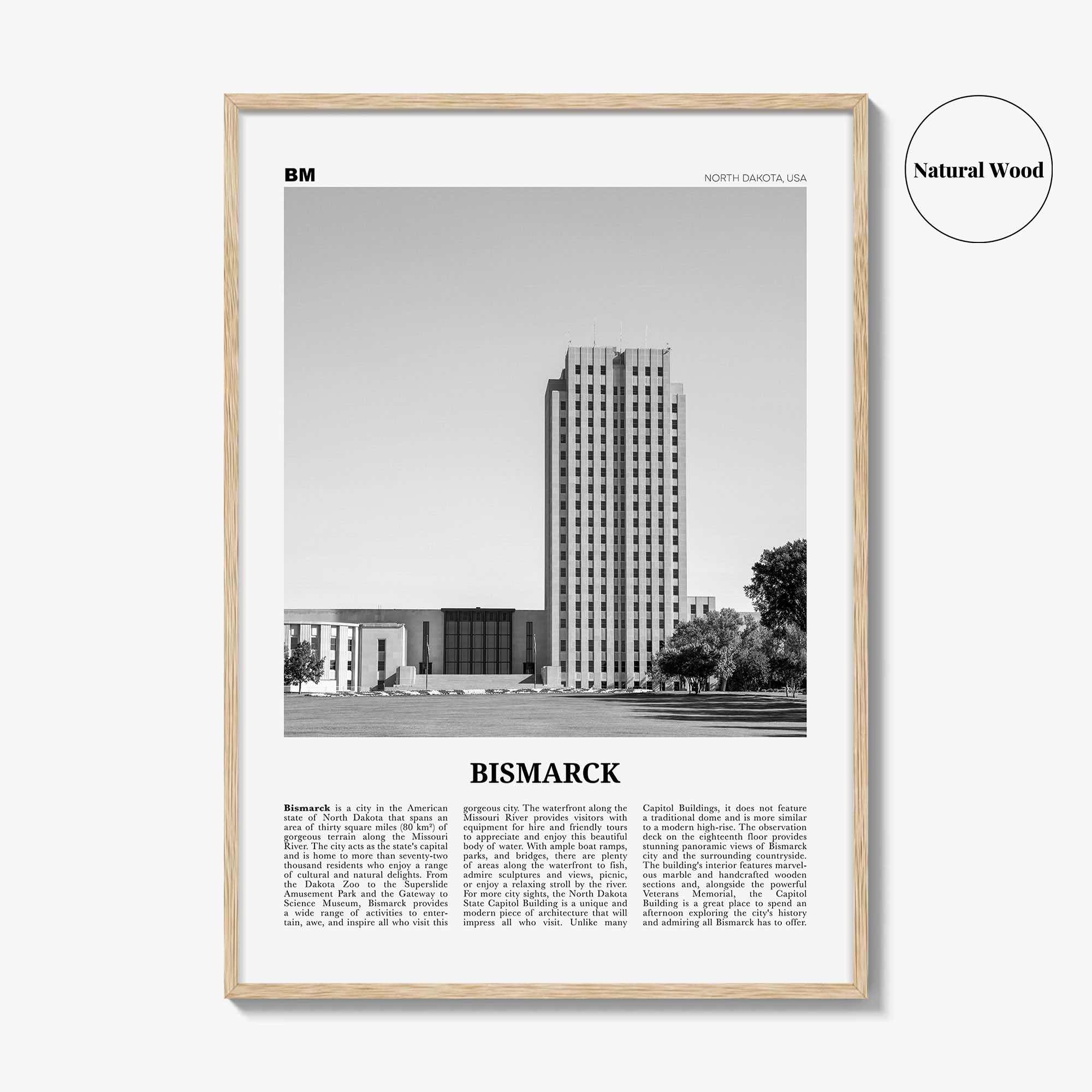 Bismarck Print Black and White, Bismarck Wall Art, Bismarck Poster, Bismarck Photo, Bismarck Map, Bismarck Wall Decor, North Dakota, USA