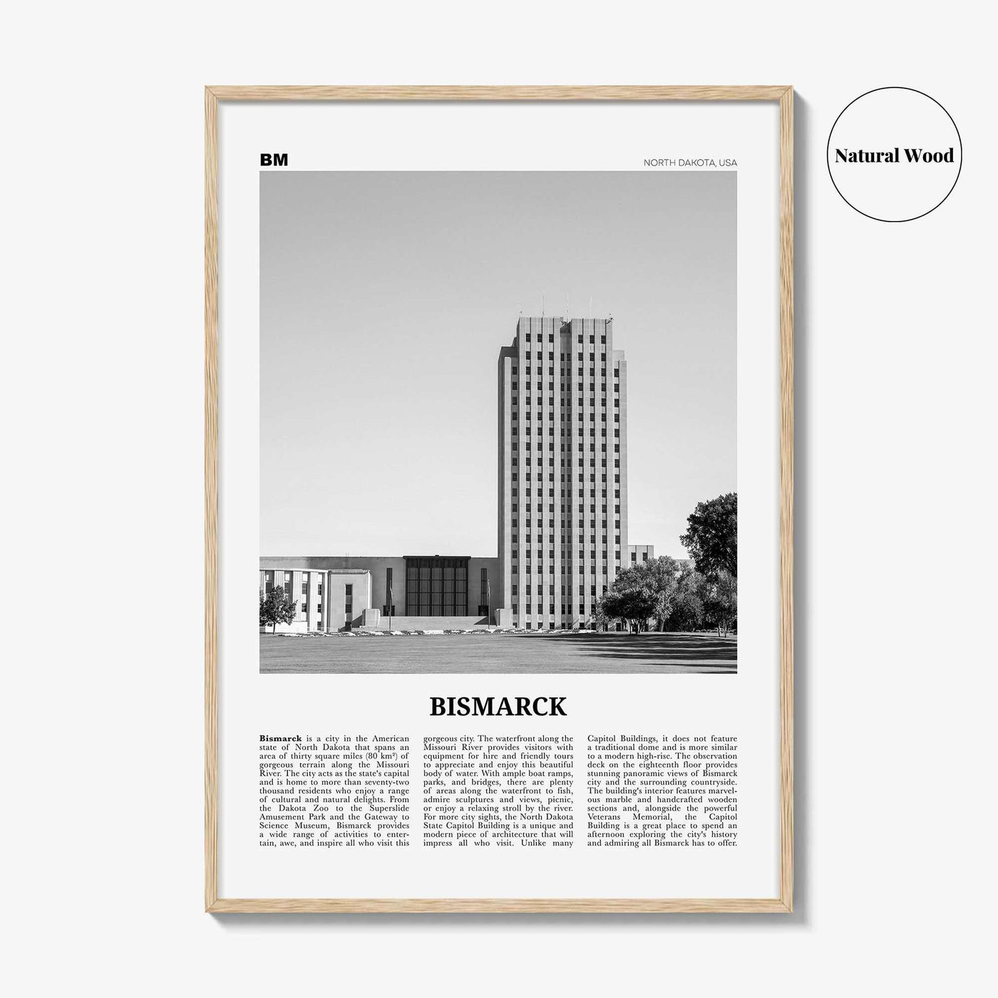 Bismarck Print Black and White, Bismarck Wall Art, Bismarck Poster, Bismarck Photo, Bismarck Map, Bismarck Wall Decor, North Dakota, USA